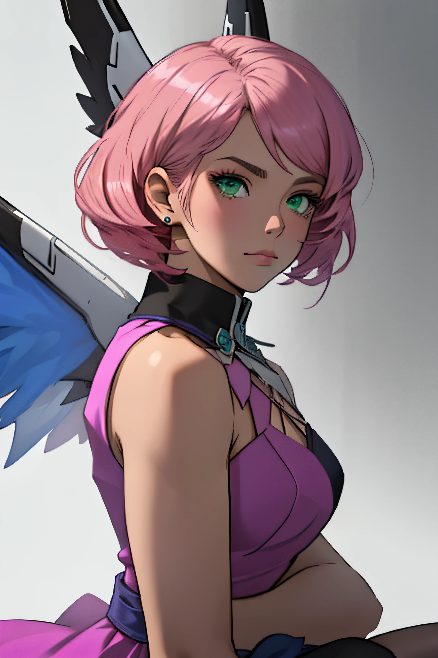 Alisa bosconovitch, melhor qualidade, contemporary, estilo plano, minimalismo, Green Eyes Flat Illustration, cabelo rosa, cabelo curto, cabelos multicoloridos, Camisa Preta, mechanical wings, Head Portrait Close-U, peito pontudo, decote, super decote, middlebreasts, Tekken,cabelo rosa pastel, 1girl, em quimono, hand-painted,Desenho de linha sem cor, colorida do yandere pastel, Tekken, Super cute pink hair girl with gothic makeup on the side, com roupa de empregada,figura esbelta,robusto,He sat on the floor,Vestido com roupas de empregada rosa e branco,cabelos muito curtos,com orelhas de gato,quadratic element,, kawaii cor-de-rosa na roupa da era de 1910, Alisa Bosconovich pink lips, no estilo da paleta de cores suave aurorapunk, an anime illustration of his face, gifs animados, hand drawn animation, charming sketches, suave e brilhante, romantismo nebuloso, Estilo Superflat, fundo branco - ar 1:1 - niji 5 - estilo expressivo --s 50 ,Pink kawaii girl in the era of 1920s clothesPink eagles, vestindo uma camisa branca brilhante, no estilo da paleta de cores suave aurorapunk, an anime illustration of his face, gifs animados, hand drawn animation, charming sketches, suave e brilhante, romantismo nebuloso, Estilo Superflat, fundo branco - ar 1:1 - niji 5 - estilo expressivo --s 50, Absurdo, alto, ultra detalhados, (1girl:1.3), quebrar , Crie uma imagem com uma bela caligrafia