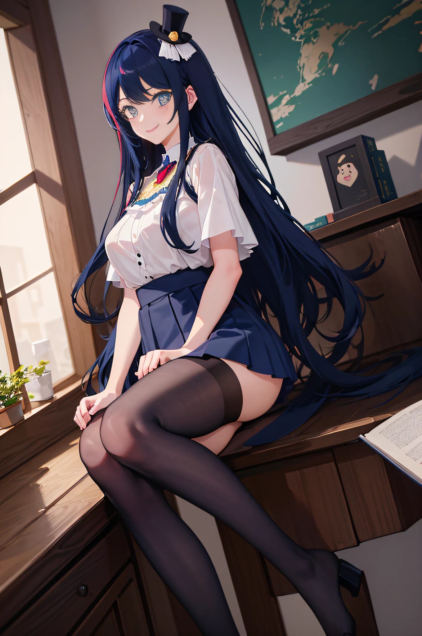 (masterpiece:1.05), (highest quality:1.05),1 girl,School_uniform, (((白いpanties))), dark blue skirt, floating skirt,lace trim_good, lace trim_panties, 濡れたpanties, beautiful hands, good手, ((detail panties)),