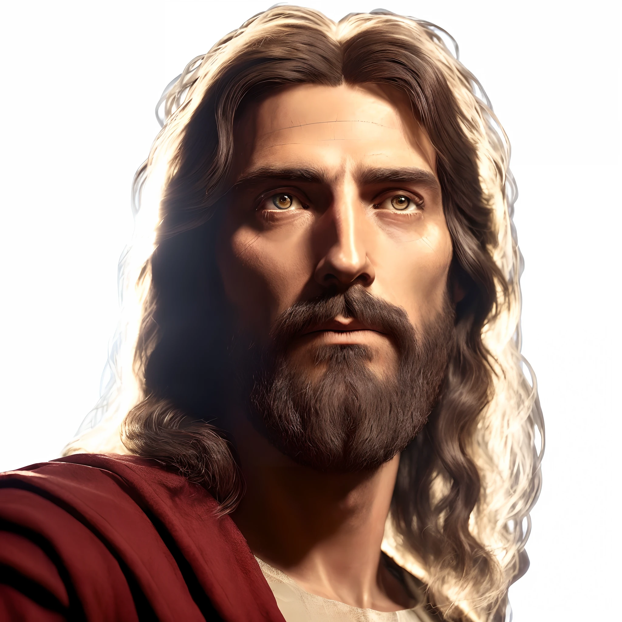 a close up of a man with long hair and a beard, jesus christ, jesus face, jesus christ in mass effect, portrait of jesus christ, jesus, jesus of nazareth, nicodemus, realistic 8k bernini sculpture, tron legacy jesus christ, the lord and savior, realistic restored face, tron legacy jesus, rendered in corona, gigachad jesus