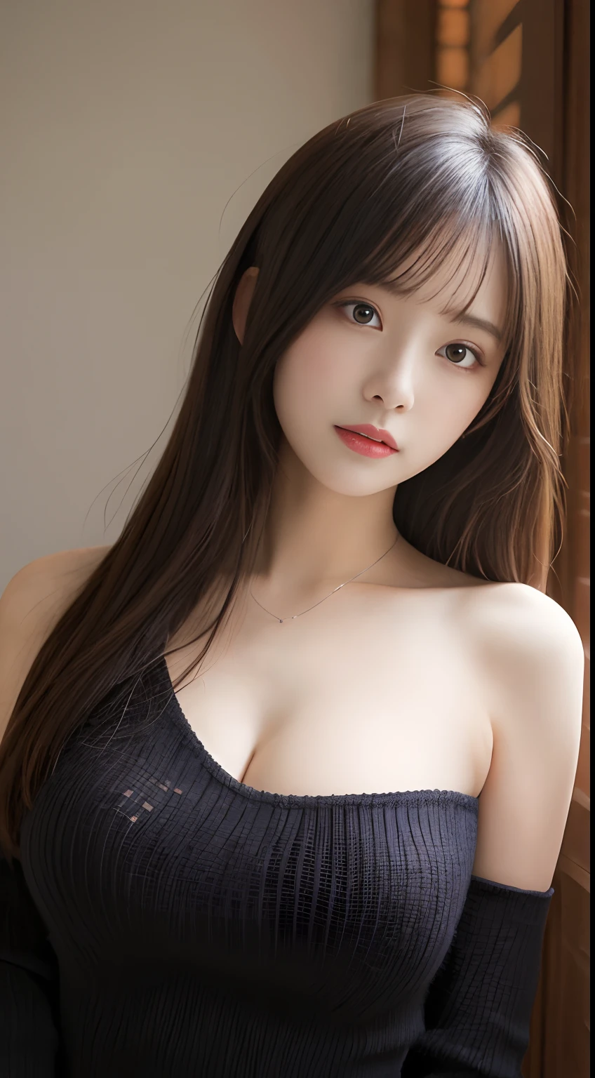 masutepiece, Best quality, illustration, Ultra-detailed, finedetail, A high resolution, 8K wallpaper, Perfect dynamic composition, Beautiful detailed eyes, Natural lips, sexy knitted dress , Big breasts, cleavage, Random sexy pose, full bodyesbian
