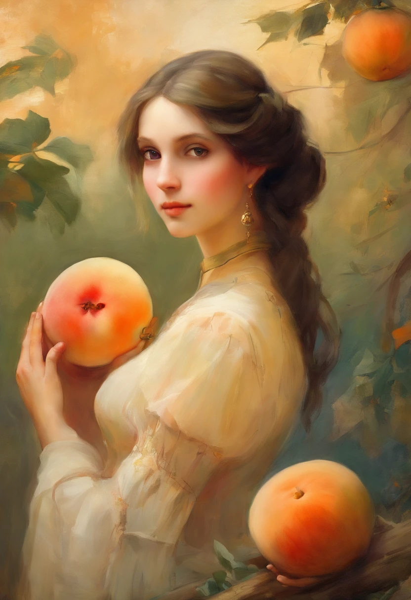 Girl with melons, based on the painting by the Russian painter Valentin Aleksandrovich Serov "Girl with Peaches"