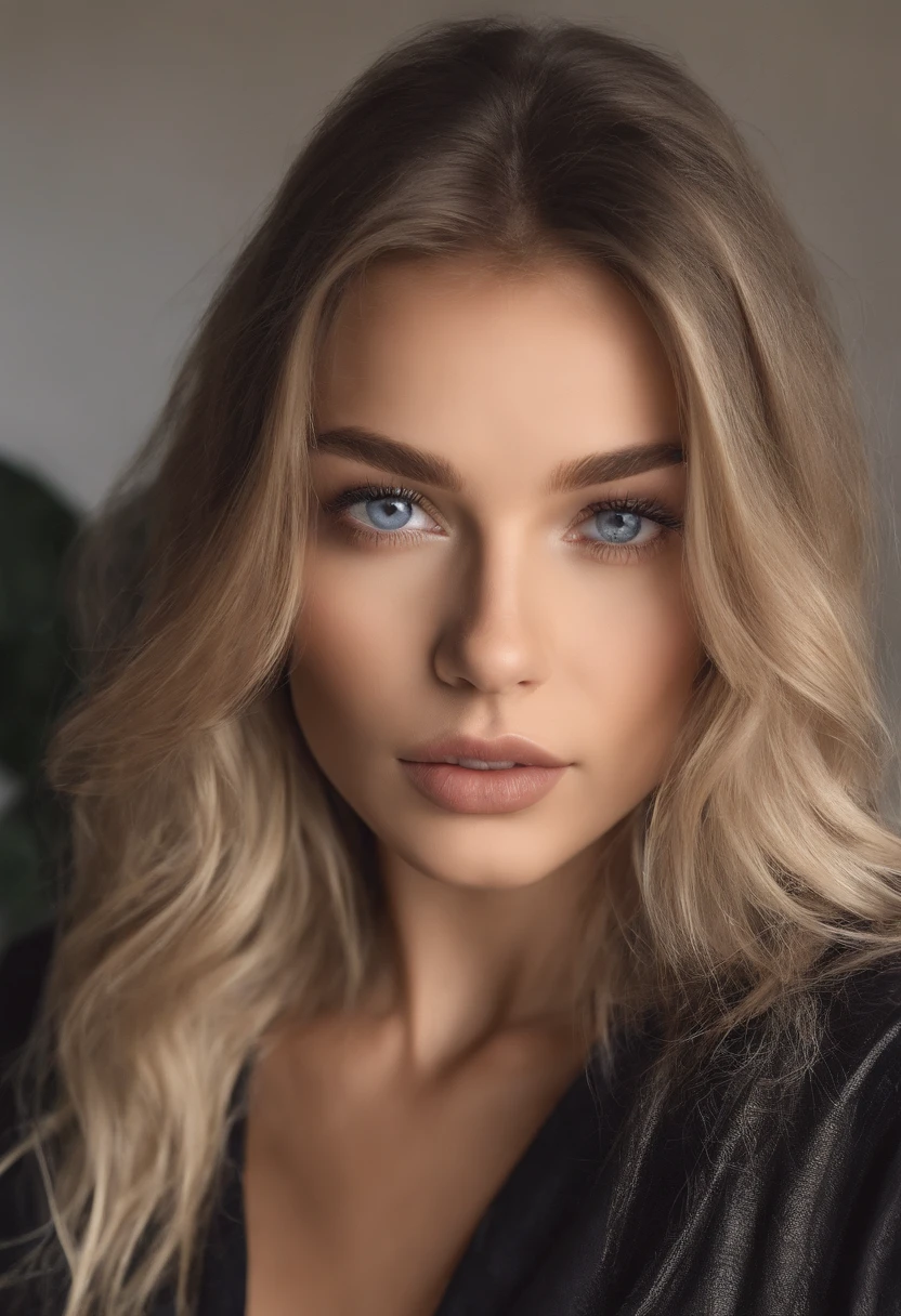 Arafed woman completely , fille sexy aux yeux bleus, ultra realist, Meticulously detailed, Portrait Sophie Mudd, cheveux blonds et grands yeux, selfie of a young woman, Yeux de chambre, Violet Myers, sans maquillage, maquillage naturel, looking straight at camera, Visage avec Artgram, Maquillage subtil, Superbe photo du corps entier marchant sur la route  , Buste de grande taille