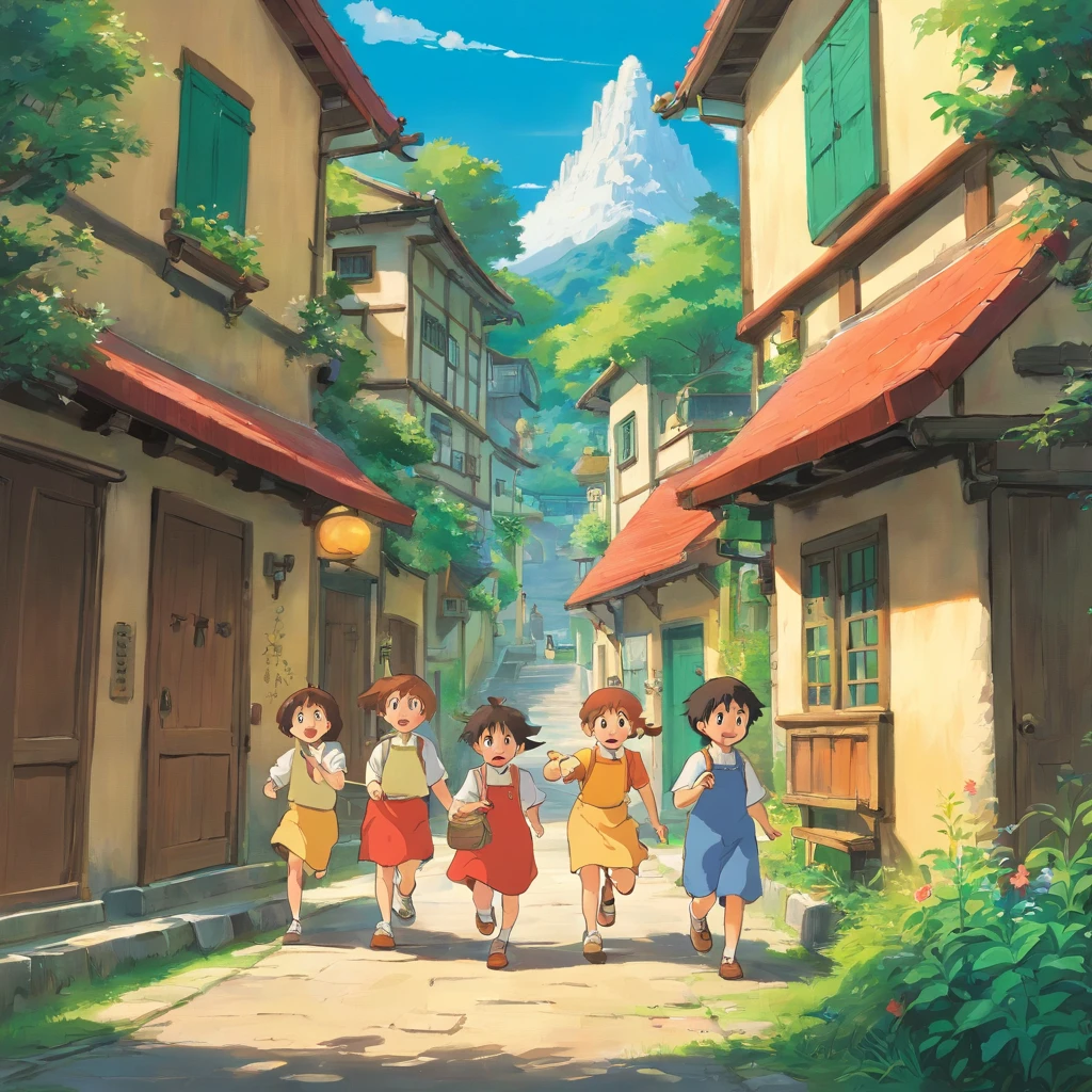exteriors,A group of small children playing a game