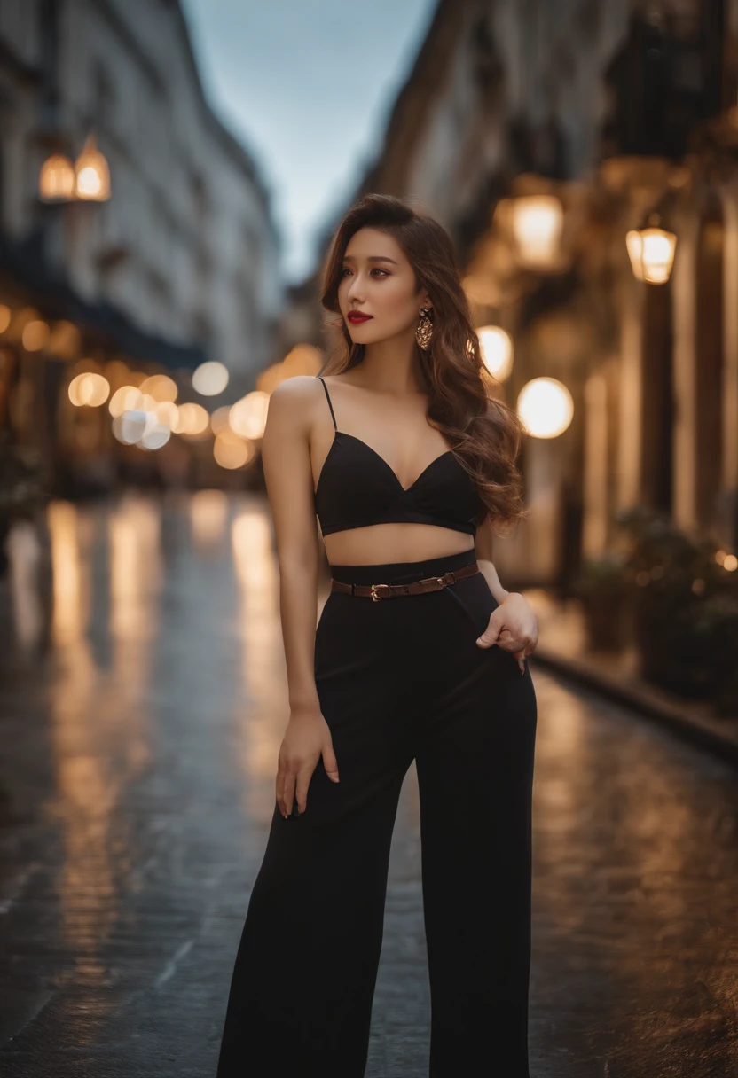 ((The highest image quality, 8K, a masterpiece of:1.3)), 1girl huge large breasts, Beautiful woman with slender abs:1.3, (casual hairstyle, :1.2), sexy dress，Ultra-fine face, Detailed eye, 二重まぶた，ssmile,Take pictures in cute poses，The figure is very bad，tiny small waist，A big-breasted，close-up，Close-up chest，White-skinned，street background