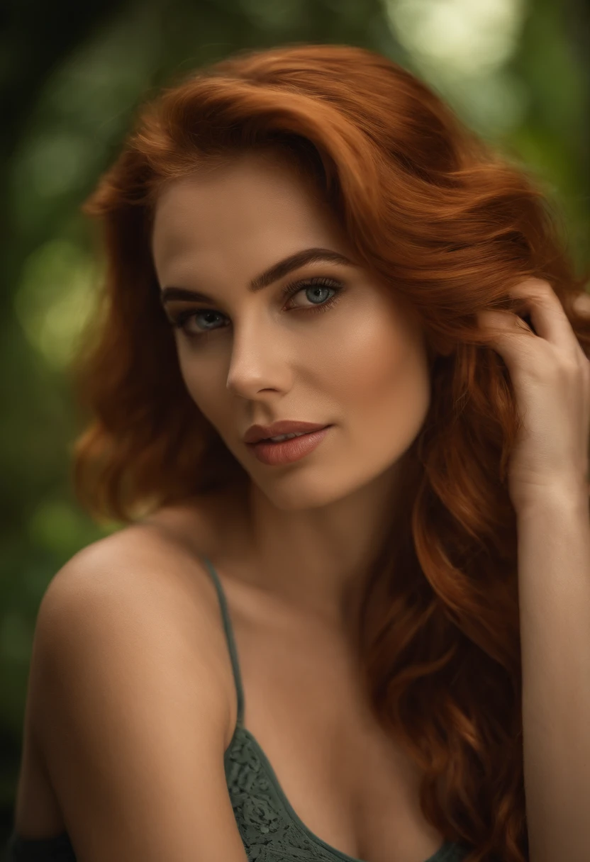Photo brute, portrait corps entier, photo de belle 23 ans.o femme, rousse, yeux vert, visage mignon, in tight tank top, gros seins, Visage heureux, ombres dures, cinematic shot, dramatic lighting((realistic skin texture)), Jolie femme caucasienne, pose mignonne en regardant loin, huge hooters, ((Best quality, Best quality, Realistic Photography)), ((Masterpiece)), cheveux roux, Living room of a luxurious villa in the background