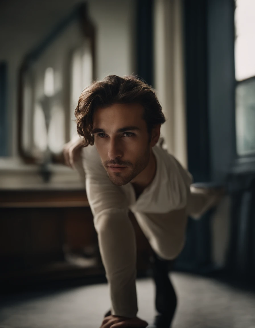 Cinematographic portrait, Haut du corps, visage, visage au public, (Reality :1.3), One of the most beautiful works of art in the world, A man looks into the camera, , beautifull detailed face, Action Shot, , Realistic photos, CG, art station