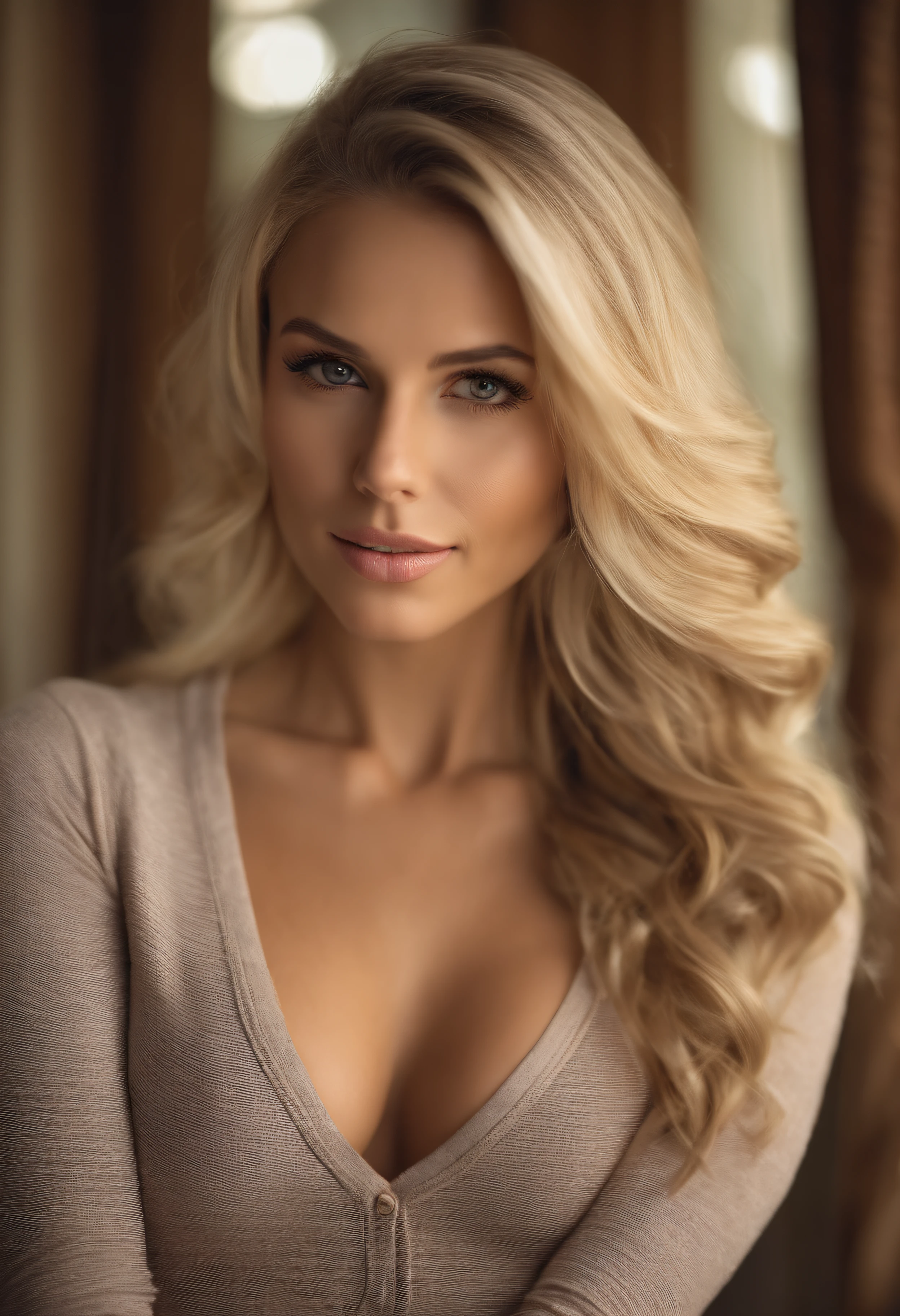 Portrait of a Girl, Sexy Girl with Brown Eyes, Portrait of de Corinne Kopf, Portrait of Krystal Boyd, Blonde Hair and Big Eyes, Selfie of a young woman, Makeup Without, Natural Makeup, Looking straight into the Camera, Excellent full-length photo, In the room, Big breasts, Blonde milf, latina, Chest exposed, Shirtless