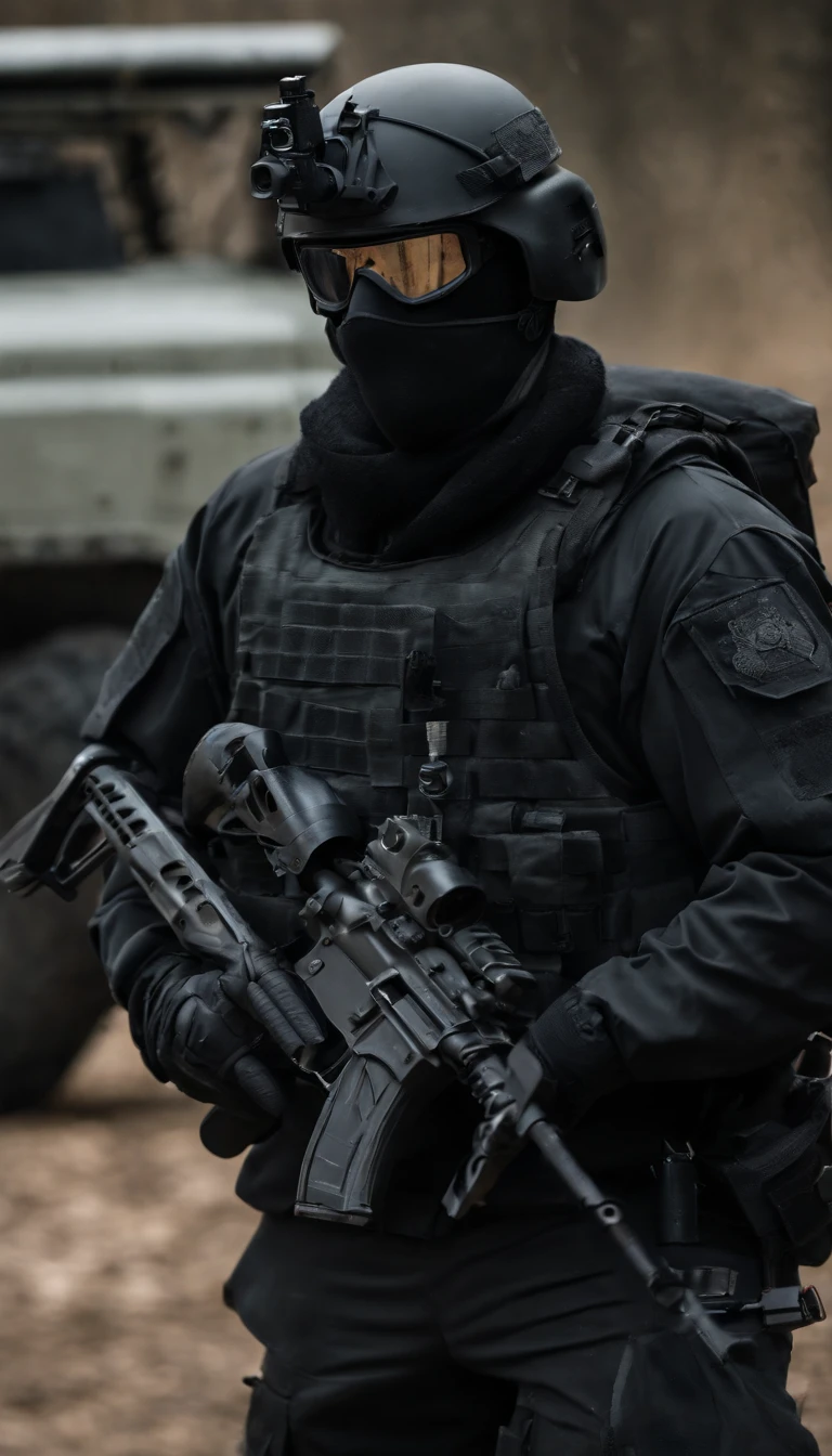 (Best quality,4K,8K,A high resolution,Masterpiece:1.2),Ultra-detailed,(Realistic,Photorealistic,photo-realistic:1.37), One of them wore a black SWAT uniform,Man in black helmet, A man in a black mask holds a gun, Air rifle CQB, French Special Operations, realistic soldiers, Soldiers in tactical equipment, tactical gear, cinematic —ar 16:9, realistic military equipment, Tactical armor, Black tactical equipment, combat outfit, Futuristic soldier costume, special forces security(Best quality,4K,8K,A high resolution,Masterpiece:1.2),Ultra-detailed,(Realistic,Photorealistic,photo-realistic:1.37), One of them wore a black SWAT uniform,Man in black helmet, A man wearing a black skull mask holds a gun, assault rifle,CQB, French Special Operations, realistic soldiers, Soldiers in tactical equipment, tactical gear, cinematic —ar 16:9, realistic military equipment, Tactical armor, Black tactical equipment, combat outfit, Futuristic soldier costume, special forces security,FBI official,Zombie crisis,Zombie background,There was chaos,Police shoot at zombies