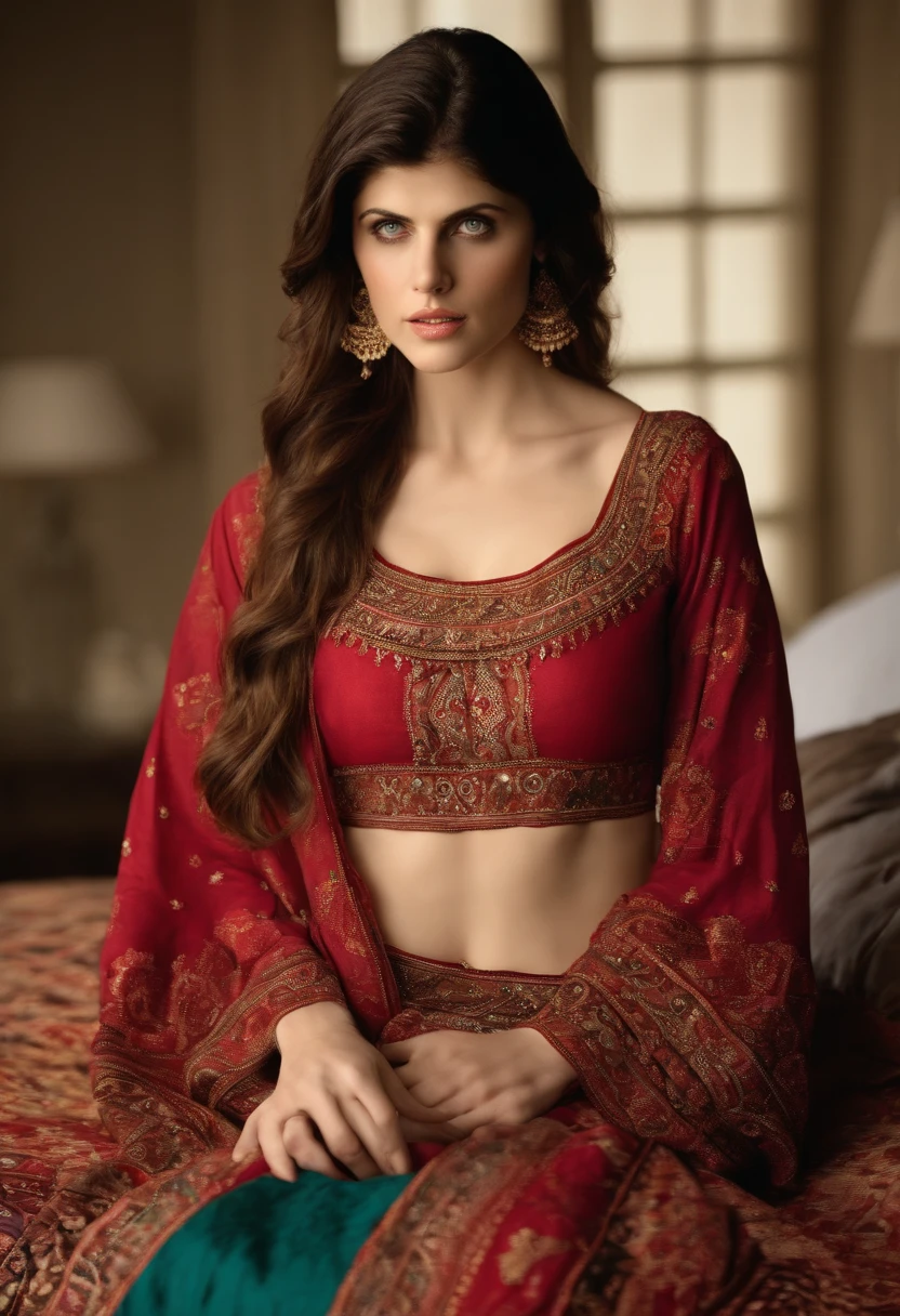 Alexandra Anna Daddario  in afghan dress nude  boobs in bed