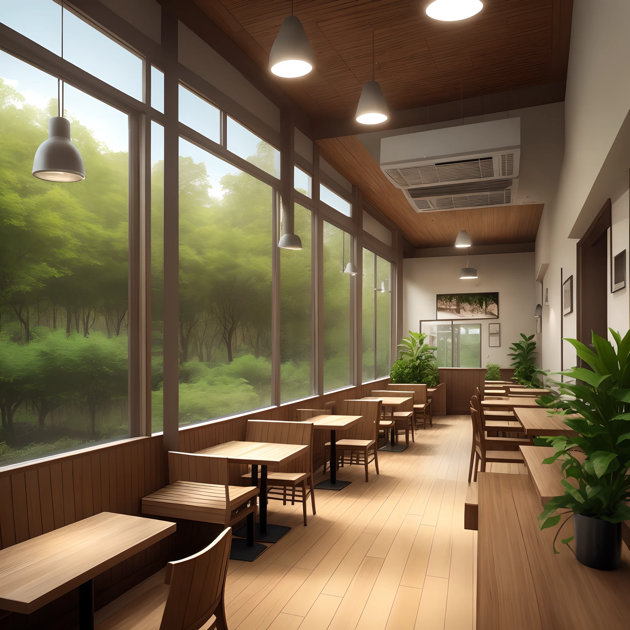 Interior with a sense of nature cafes