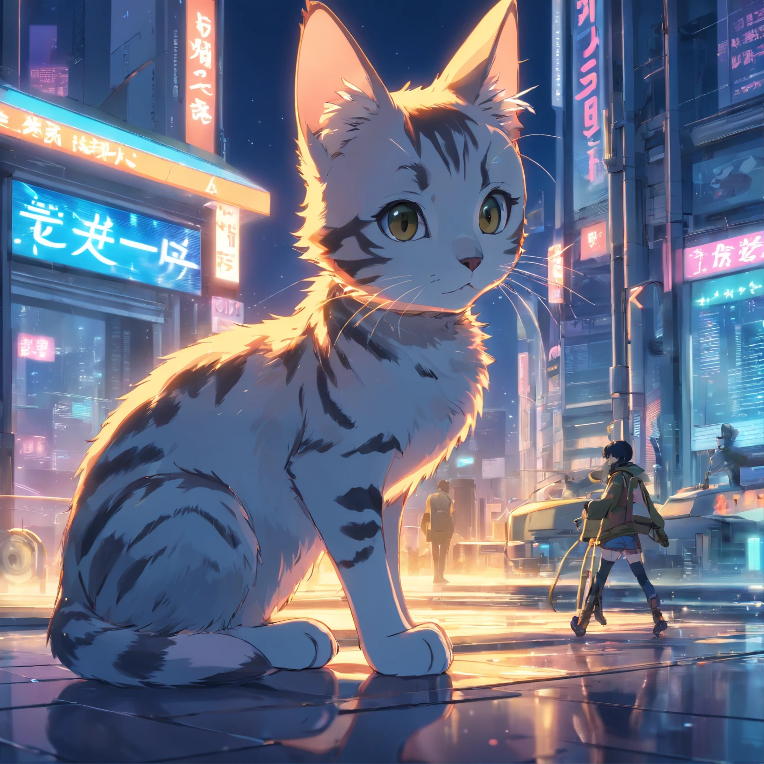 a cute metal kitten, cyborg, cyberpunk style, ((intricate details)), HDR, ((intricate details, hyperdetailed)), cinematic shooting, vignette