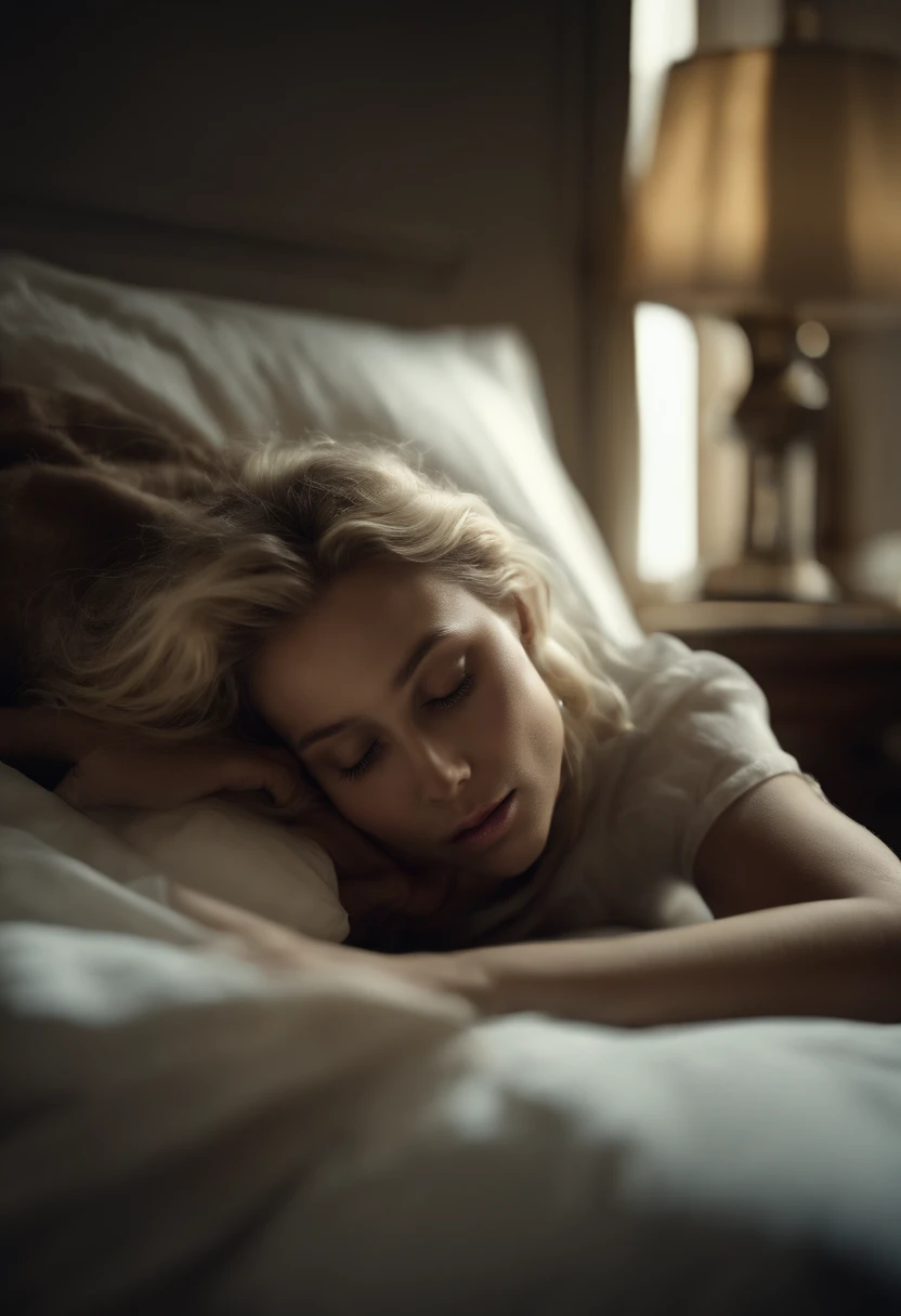analog style, model shoot style, ((full body:1.4)) RAW photo of a (sleeping blonde girl:1.2) in a bedroom, 1girl, (lying down:1.2, small body:1.4), ((beautiful face: 1.7, perfect face:1.3)),
best quality, epic (by lee jeffries photo, sony a7, 50 mm, pores:1.5, colors, hyperdetailed:1.5, film grain:1.4, hyperrealistic: 1.5),
octane render, hyper-realistic lifelike texture, masterpiece, unreal engine 5, Extremely detailed CG unity 8k wallpaper, realistic eyes,
Madly detailed photo, (ecstasy of light and shadow, deep shadow), (Winner of the Pulitzer Prize for Photography and Taylor Wessing Photographic Prize) cover in blanket