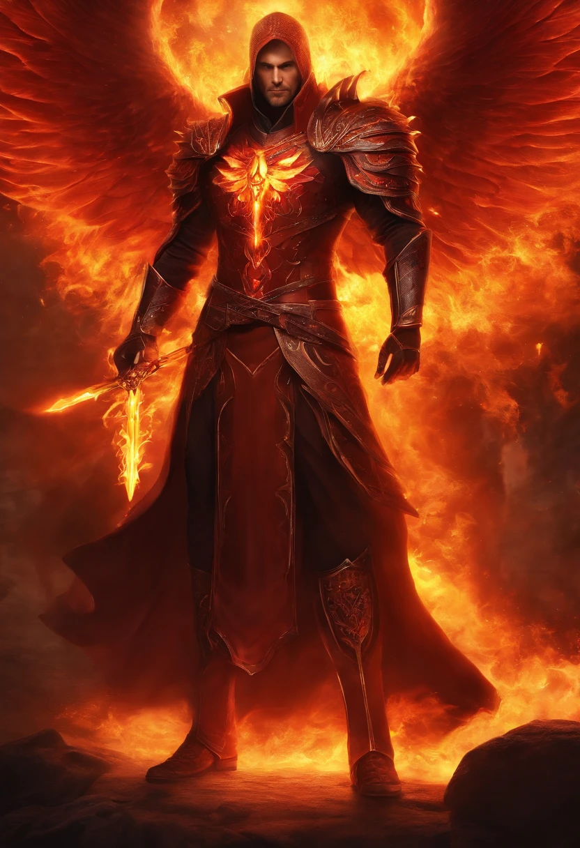 Lucifer in the Gates of Hell, At the threshold of the underworld, towering gates of obsidian loom ominously. Flames lick the edges, casting an eerie glow on the scene. In the center stands Lucifer, the fallen angel, with majestic wings spread wide. His form is both captivating and terrifying, radiating an aura of power and darkness. His eyes, ablaze with intensity, pierce through the darkness with a haunting gaze. Behind him, the depths of hell reveal a landscape of torment and despair. Fiery pits emit billowing smoke and molten lava, while tortured souls writhe in anguish. The air is heavy with a sulfurous stench, suffused with an oppressive heat. The atmosphere is menacing and foreboding, evoking a sense of dread and awe. The scene is captured in a digital artwork style, with meticulous attention to detail, intricate textures, and a dark color palette that accentuates the macabre nature of the underworld. --auto