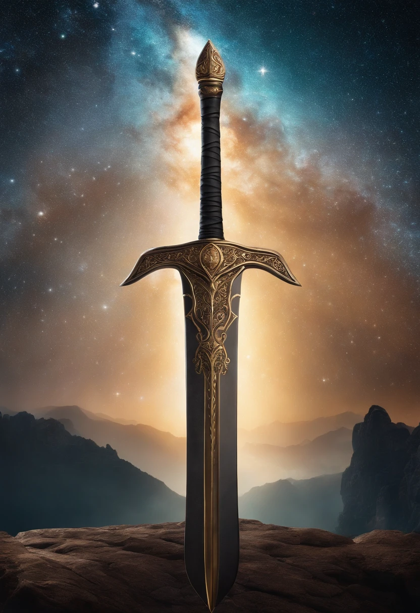 Description: The Astral Sabre, a slender, ethereal weapon, is found in an ancient celestial chamber beneath a shimmering cosmic arch. The blade, infused with stardust, casts radiant constellations on the chamber walls, illuminating a cosmic tapestry. The ethereal echoes of celestial music fill the air as the sabre's aura harmonizes with the celestial forces. The sword's pose signifies a celestial connection, a gateway to the stars, and the ability to move at the speed of light.