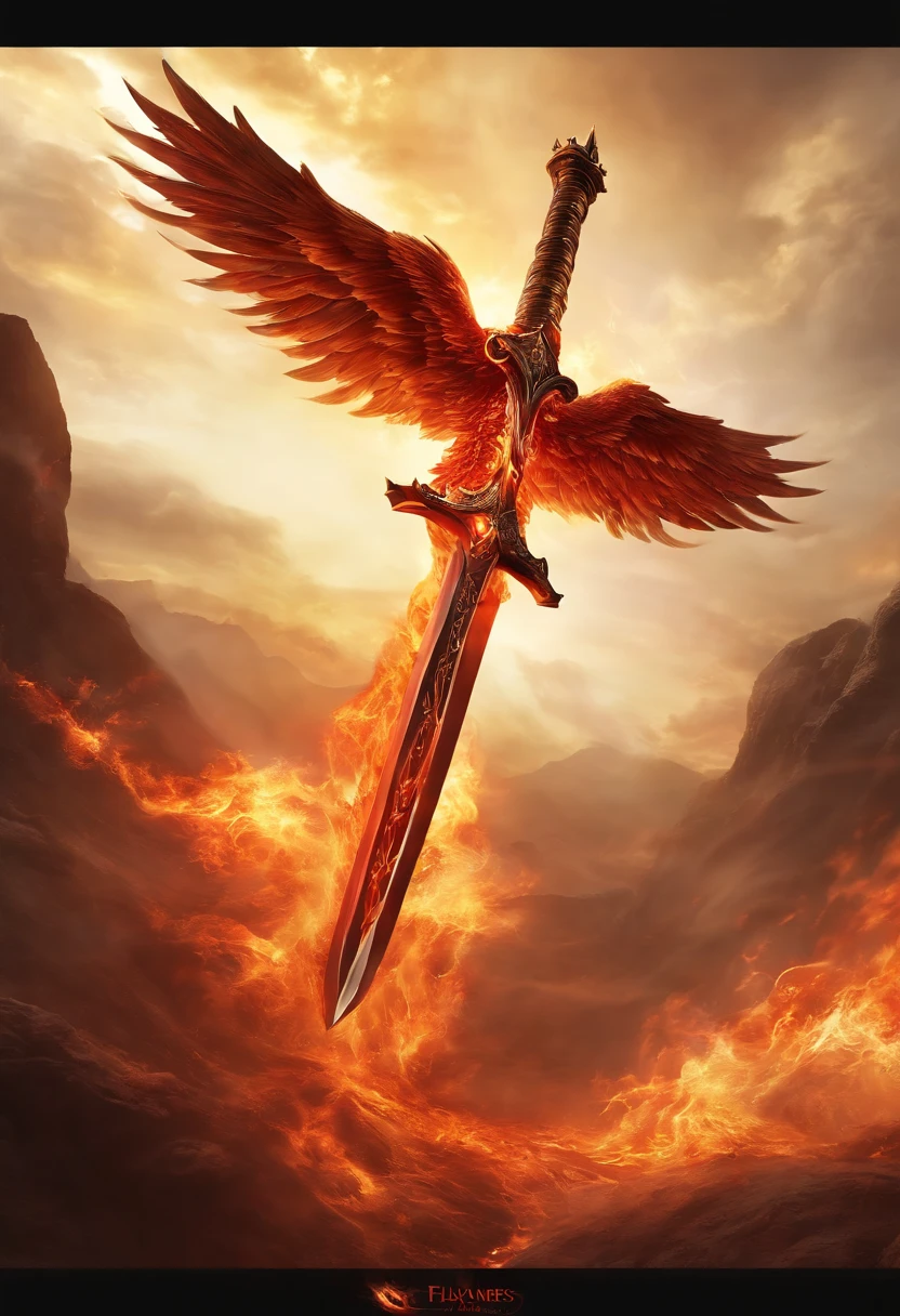 Description: The Phoenixfire Longsword, with its blade of molten red flames, stands within the heart of a scorching inferno. The surroundings blaze with intense heat and relentless rebirth as the sword's fiery aura fills the fiery sanctuary. Its pose signifies the enduring cycle of fiery resurrection and the weapon's connection to the phoenix's burning passion. The flames dance in an eternal display of searing power. hyper realistic ,photo realisti, realistic