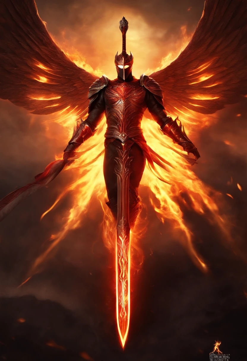 Description: The Phoenixfire Longsword, with its blade of molten red flames, stands within the heart of a scorching inferno. The surroundings blaze with intense heat and relentless rebirth as the sword's fiery aura fills the fiery sanctuary. Its pose signifies the enduring cycle of fiery resurrection and the weapon's connection to the phoenix's burning passion. The flames dance in an eternal display of searing power. hyper realistic ,photo realisti, realistic