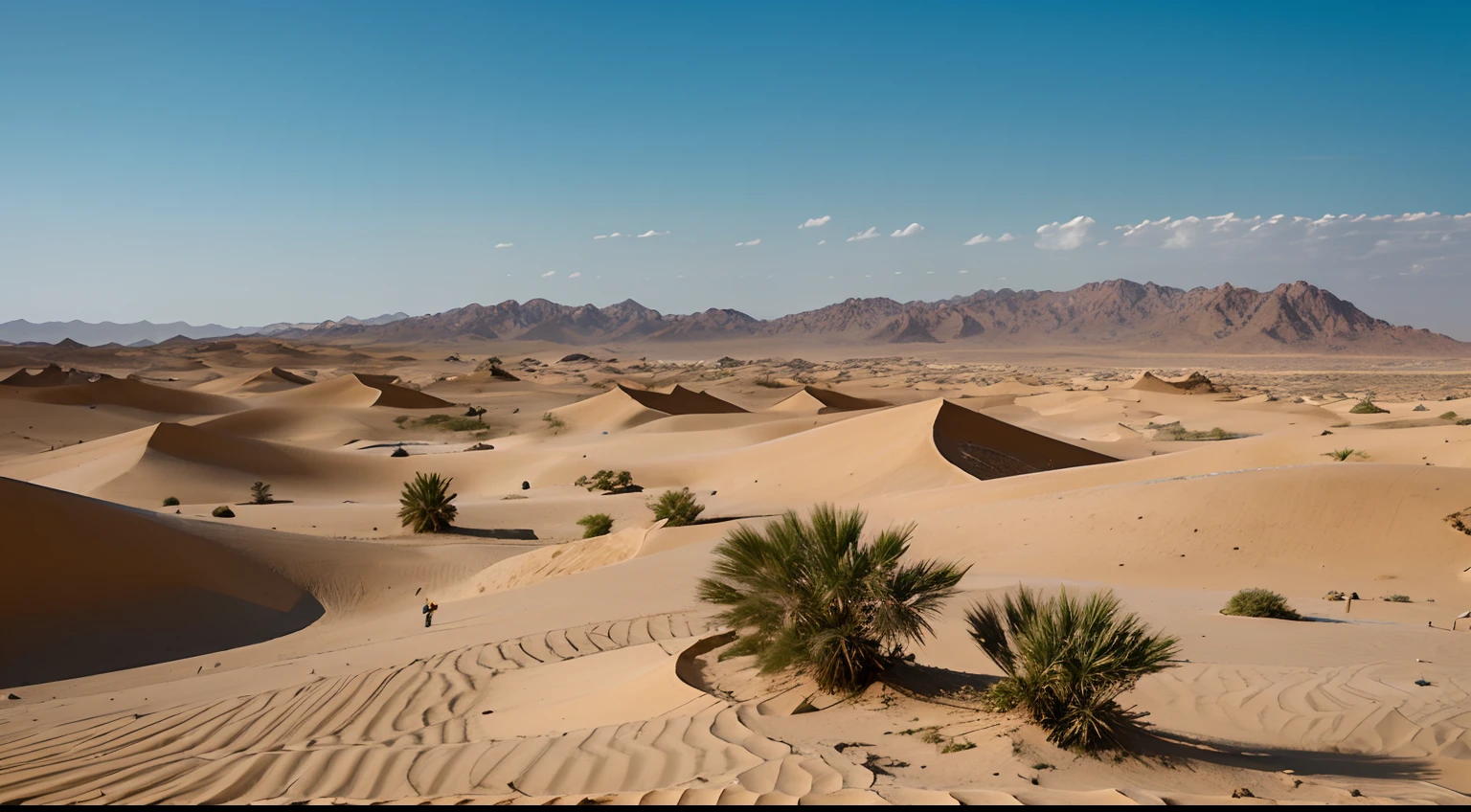 Horizonte do Deserto do Sinai, with emphasis on Mount Sinai and the characteristic vegetation of the region, por volta do meio dia.