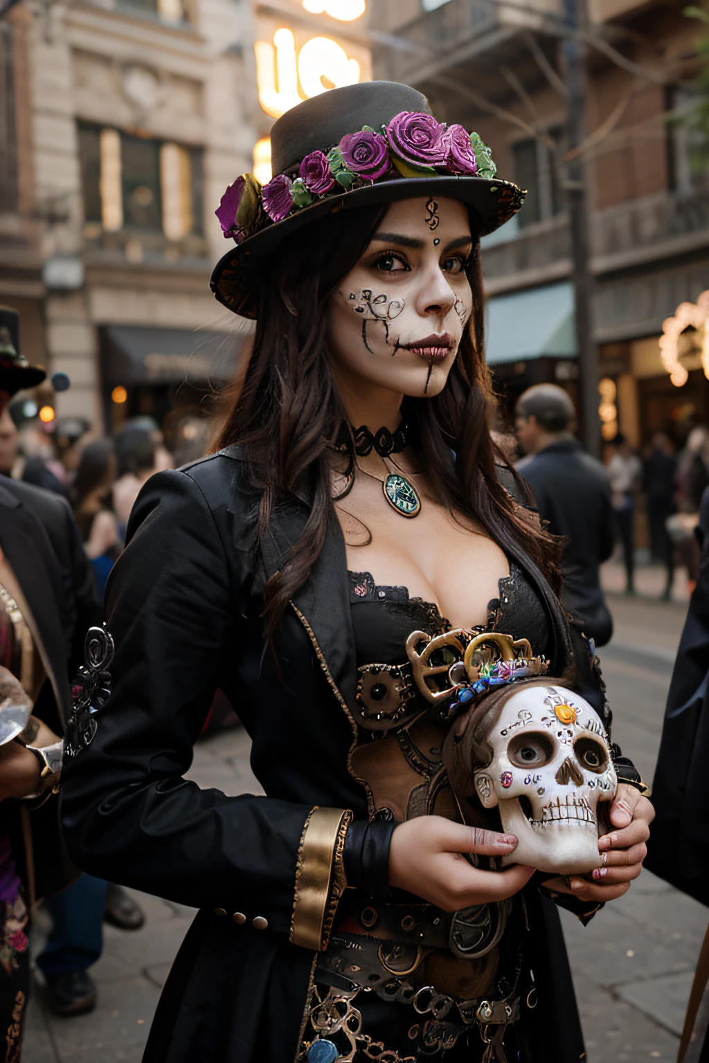Dia de los Muertos Steampunk: Fuse the vibrant celebration of Dia de los Muertos with a steampunk aesthetic, combining sugar skull masks, mechanical calacas, and intricate clockwork designs.