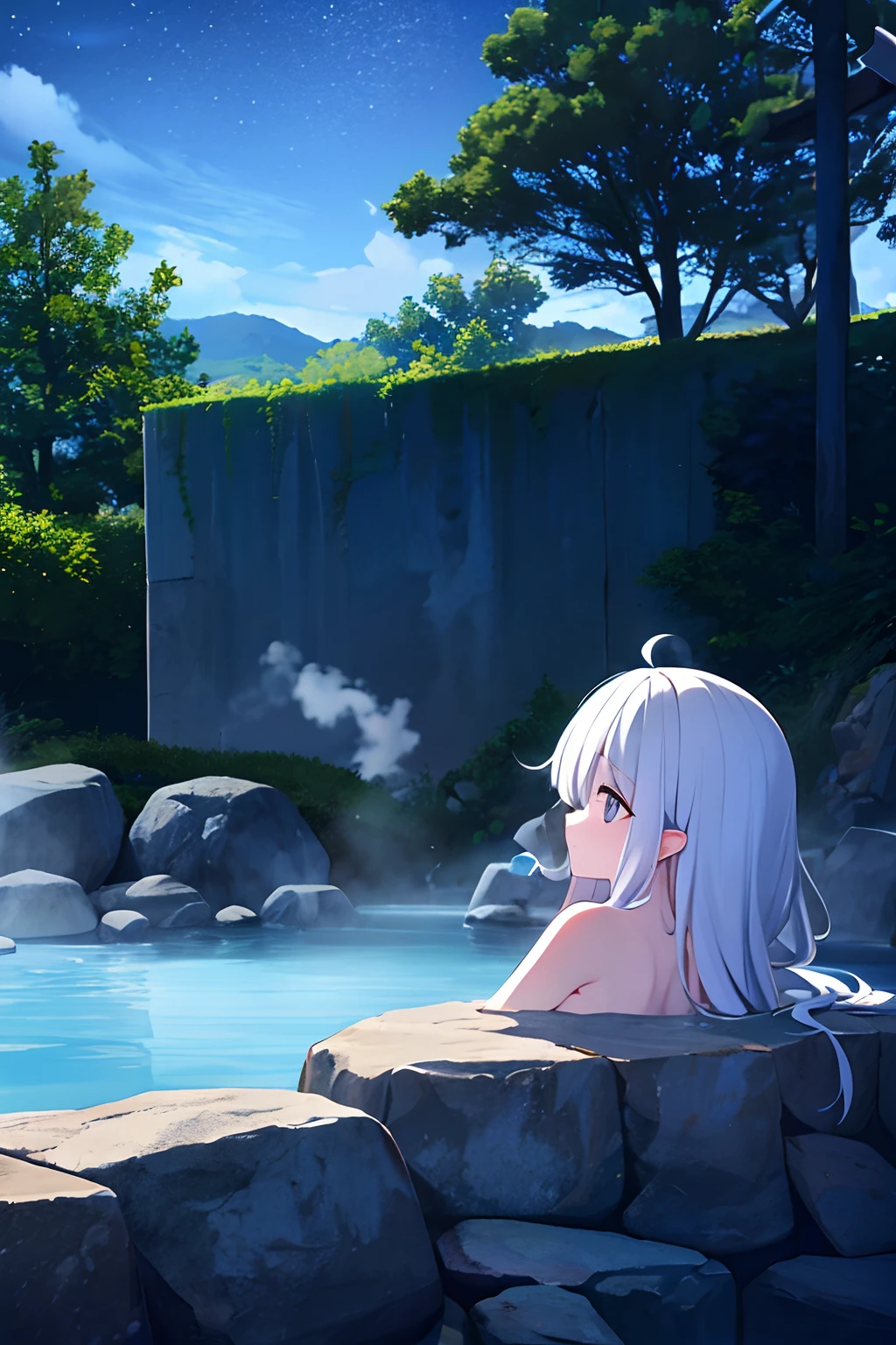 BREAK Perfect Anatomy、Highest quality、(cute:1.1)、(cute)、(High resolution:1.2)、Unbelievably absurd:1.3、Incredible illustrations、(cuteイラスト:1.2)、nsfw,(Beautiful background、Late Night、Open-air bath、Planting)、1gial(Silver Hair、Straight Hair、Bobcut、 female,height 1.2meters, slim 25kg)(flat chest、Dark Skin:1.4)( Sex preparation:1.2、doggystyle),(all fours,shackles,restrained)、,pussy juice:1.2,How(anal,Sex),(1boy),penis ,(Completely naked)(front view)