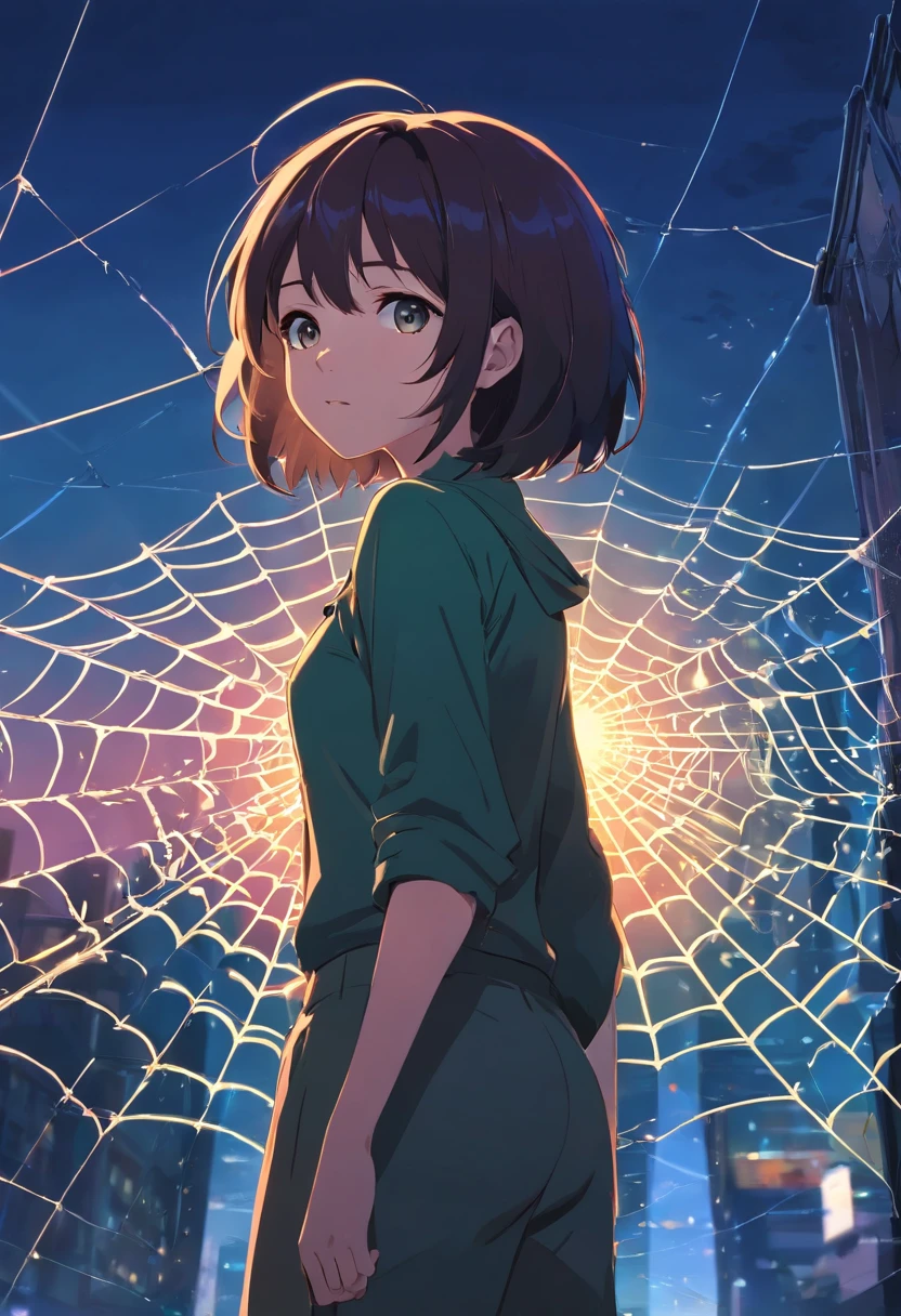 nothing background,Black spider on a spider's web,PNG format
