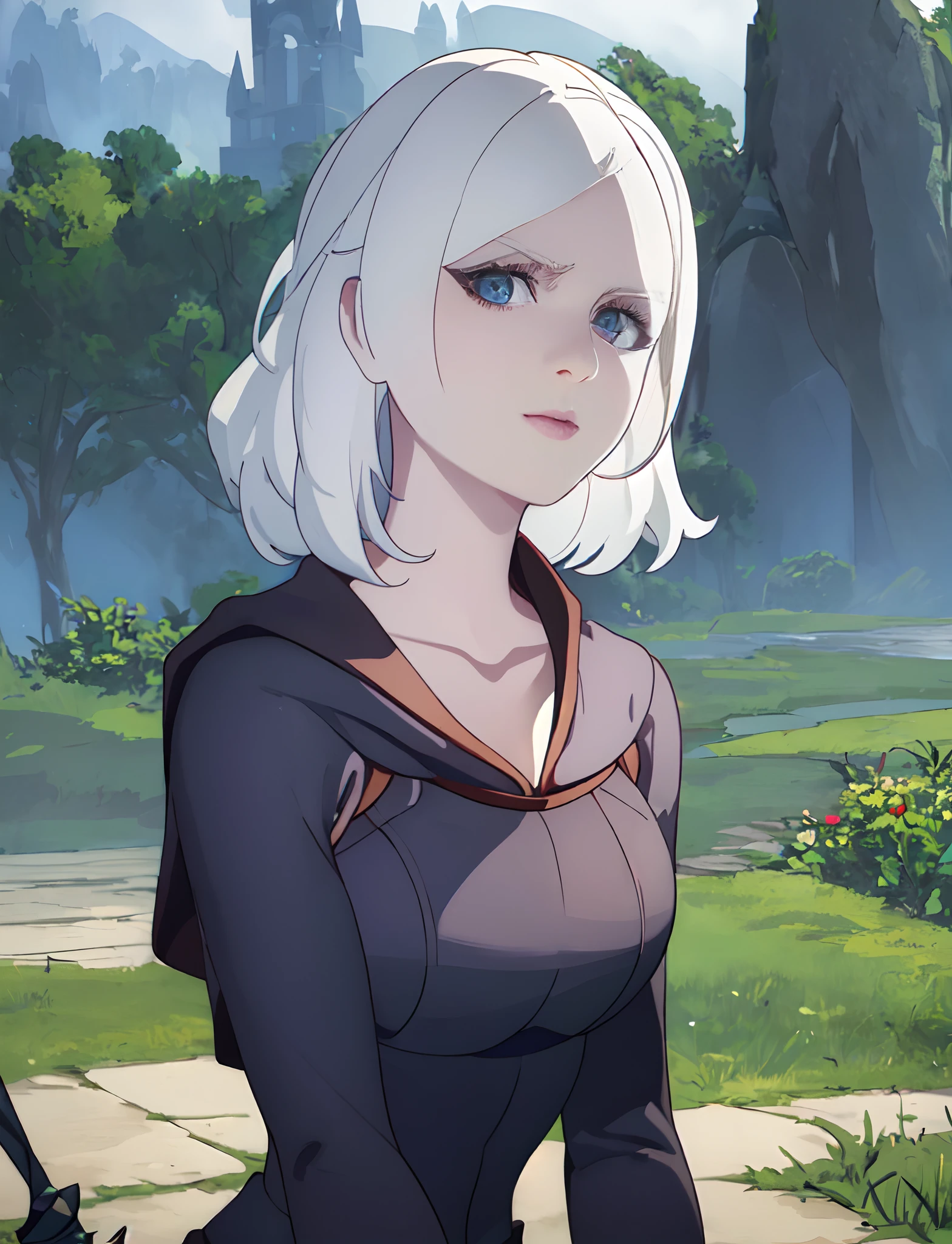 (best quality, masterpiece), LWA 1girl, upper body, looks at the viewer, Cirilla, The Witcher, Ciri,