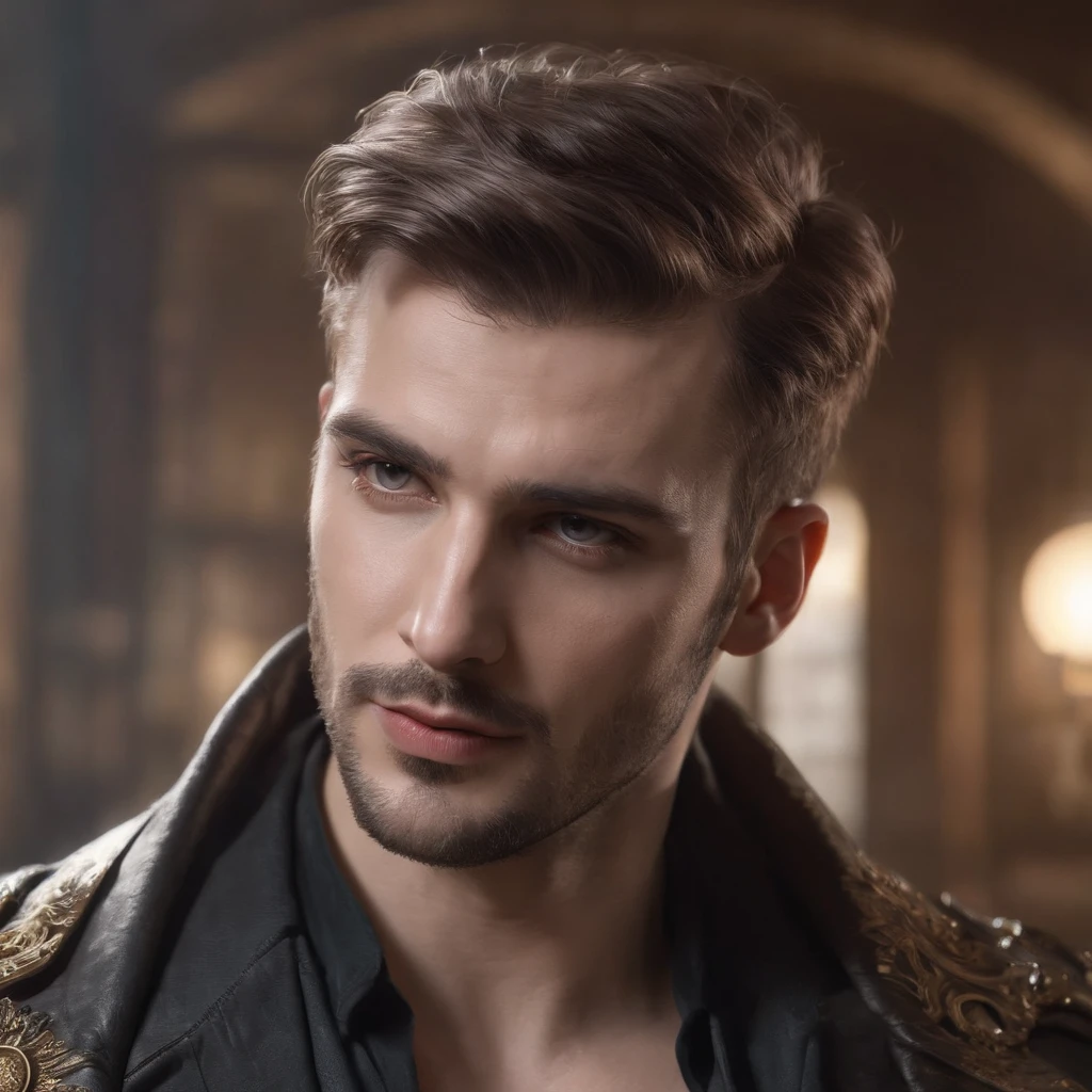 шедевр, realistic Male Handsome Gentleman steamPunk, Homme hipster, Ellegant bel homme avec barbe et style moustaches, Installing the front camera, Portrait complet, Middle Ages, sourire, Ellegante Costume, Chapeau haut de forme Sombrero, Style steamPunk, 8K Digital Art, Tattooed Sinner Man, Retro Futuristic, Punk, machine, retrô, Engrenage vapeur, Lunettes futuristes, visage fantastique, Belle apparence, detailed hair, Ultra Focus, illuminated face, face detailed, 8k resolution, aquarelle, Style Razumov. art par Razumov et Volegov, Hyperrealism Painting Concept Detailed Character Art, 8k resolution Blade Runner, Landscape in the background of a library, Classic Bookcase, colourfull