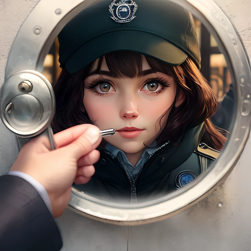 Logo of detective looking through keyhole