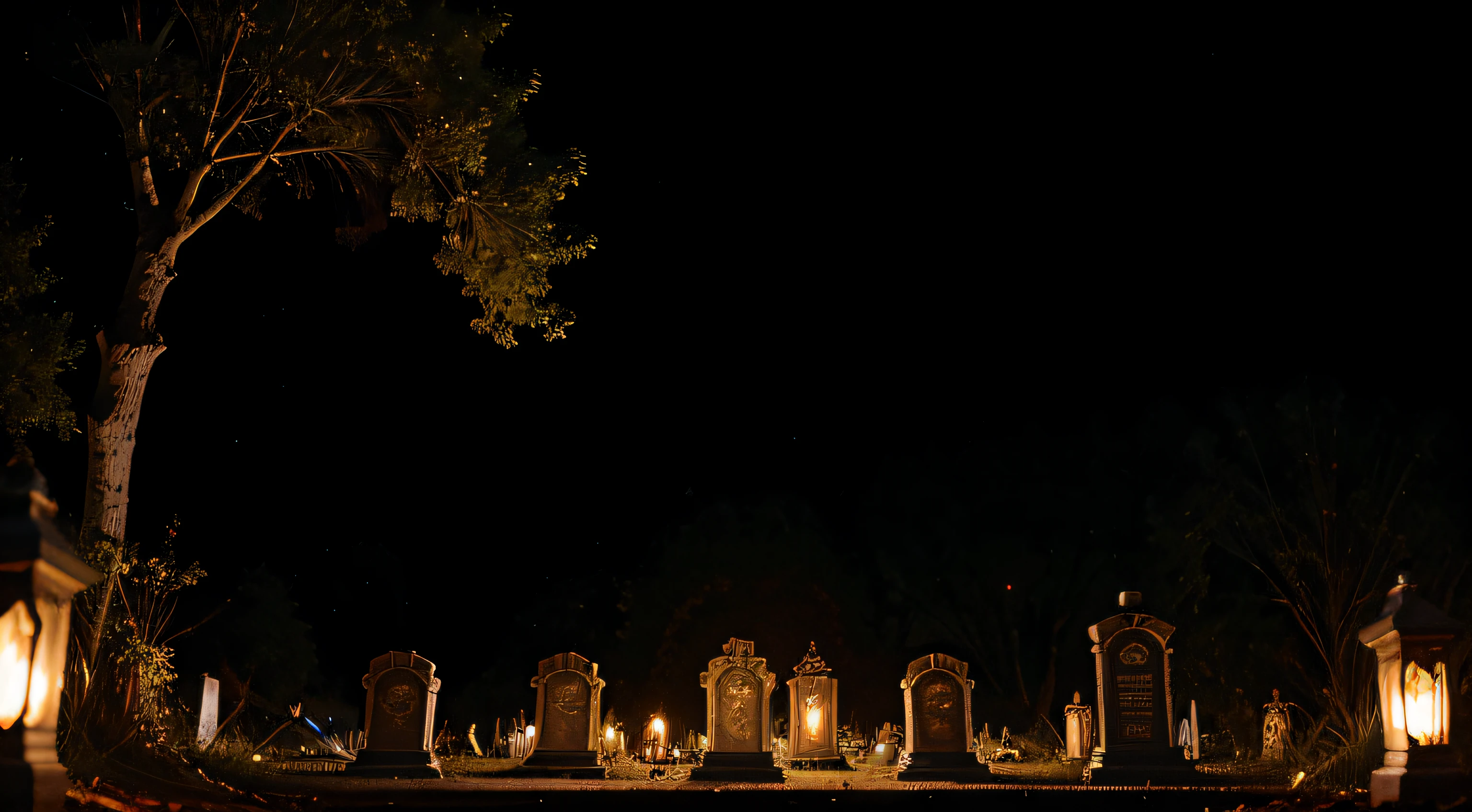 Steampunk Cemetery: Infuse a Victorian-era steampunk vibe into a spooky cemetery, featuring clockwork tombstones, brass lanterns, and eerie mechanical sounds echoing through the night.