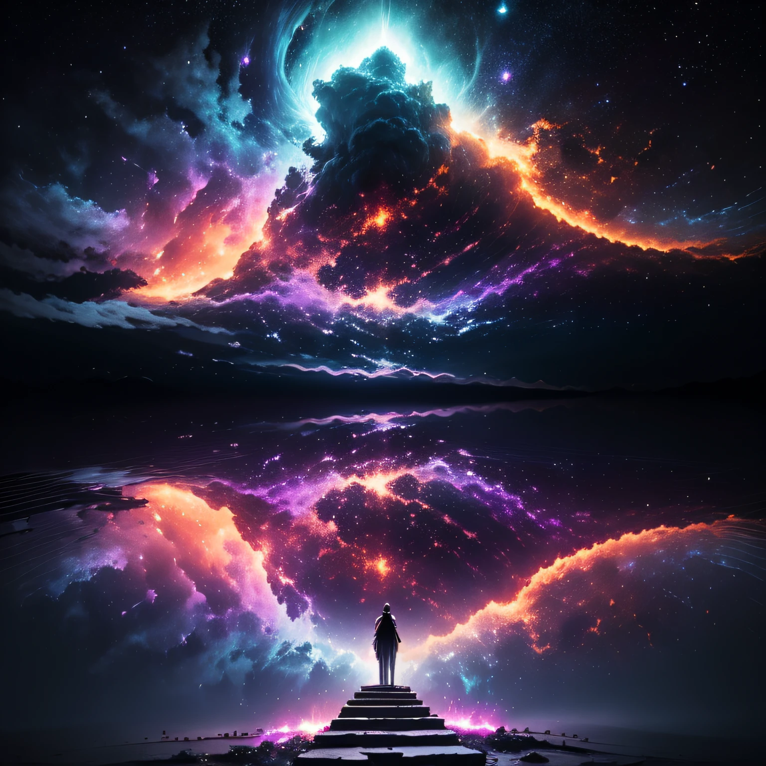 Torii, Infinite Length of the Universe, Infinite Galaxy, Dangerous Black Hole, Exploding Supernova, Floating Star, Infinite Staircase, Starry Nebula, Disturbing Movie Atmosphere, Negative Dark Mode, Matrix Atmosphere, Cloud Storm Swirling Digital Code