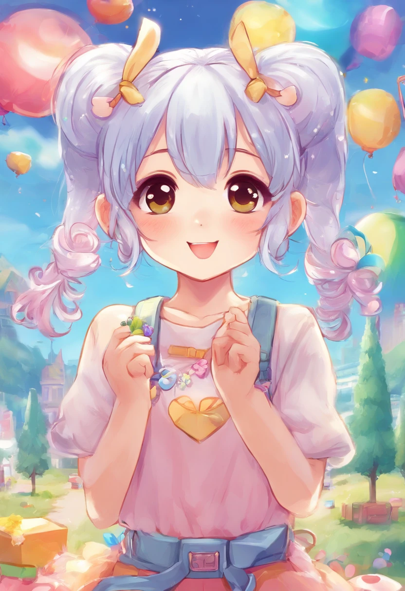 Girl Twin Tails Silver Hair Cute