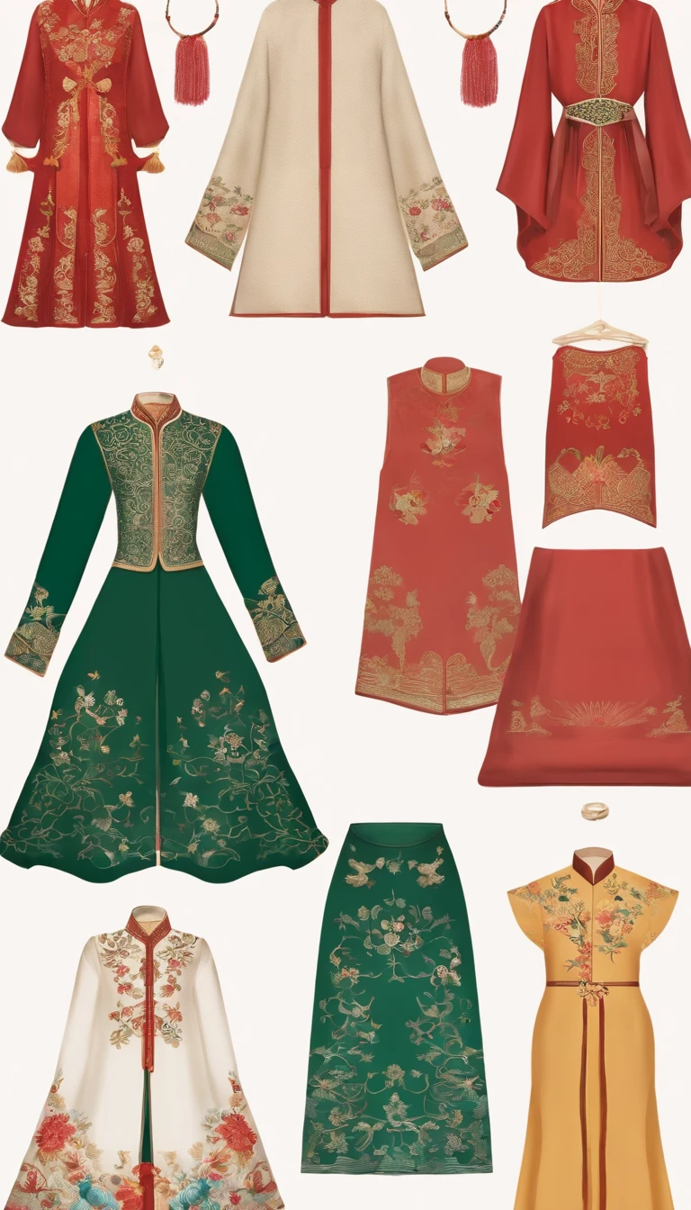 Cut and Silhouette: Choose a tailored cut to highlight the curves and elegance of women. Consider using an A-line skirt or a fitted qipao-style design to showcase the graceful figure of women.

Select Chinese-themed fabrics: Choose traditional silk fabrics that are both soft and smooth with good drape. Additionally, linen fabrics can also be a great choice to convey a natural and refreshing Chinese style.

Incorporate Chinese elements: Integrate traditional Chinese patterns or embroidery into the design, such as Chinese knots, floral and bird patterns, and cloud motifs. These elements can be used on collars, cuffs, or skirt hems to create a rich Chinese cultural atmosphere.

Attention to detail: Pay attention to the fine details of the clothing, such as adding delicate hand-embroidery on the collar, cuffs, or skirt hem, or using special buttons, eyelets, and other decorations. These details can enhance the luxury and delicacy of the garment.

Color scheme: Use traditional Chinese color schemes, such as red, gold, and emerald green, which symbolize auspiciousness and prosperity. Choose suitable color combinations based on the theme and occasion of the design.

Clothing accessories: Pair the clothing with traditional Chinese accessories, such as hair ornaments, earrings, bracelets, etc., to complement the overall Chinese style. At the same time, you can also choose some simple modern accessories to balance the overall design aesthetic.

Suitable occasions: Consider the occasions and purposes of the designed women's clothing based on the role-playing requirements. For example, if it's for a historical costume role-play activity, you can design a magnificent court attire. If it's for a traditional ancient wedding, you can design an elegant and solemn wedding gown.