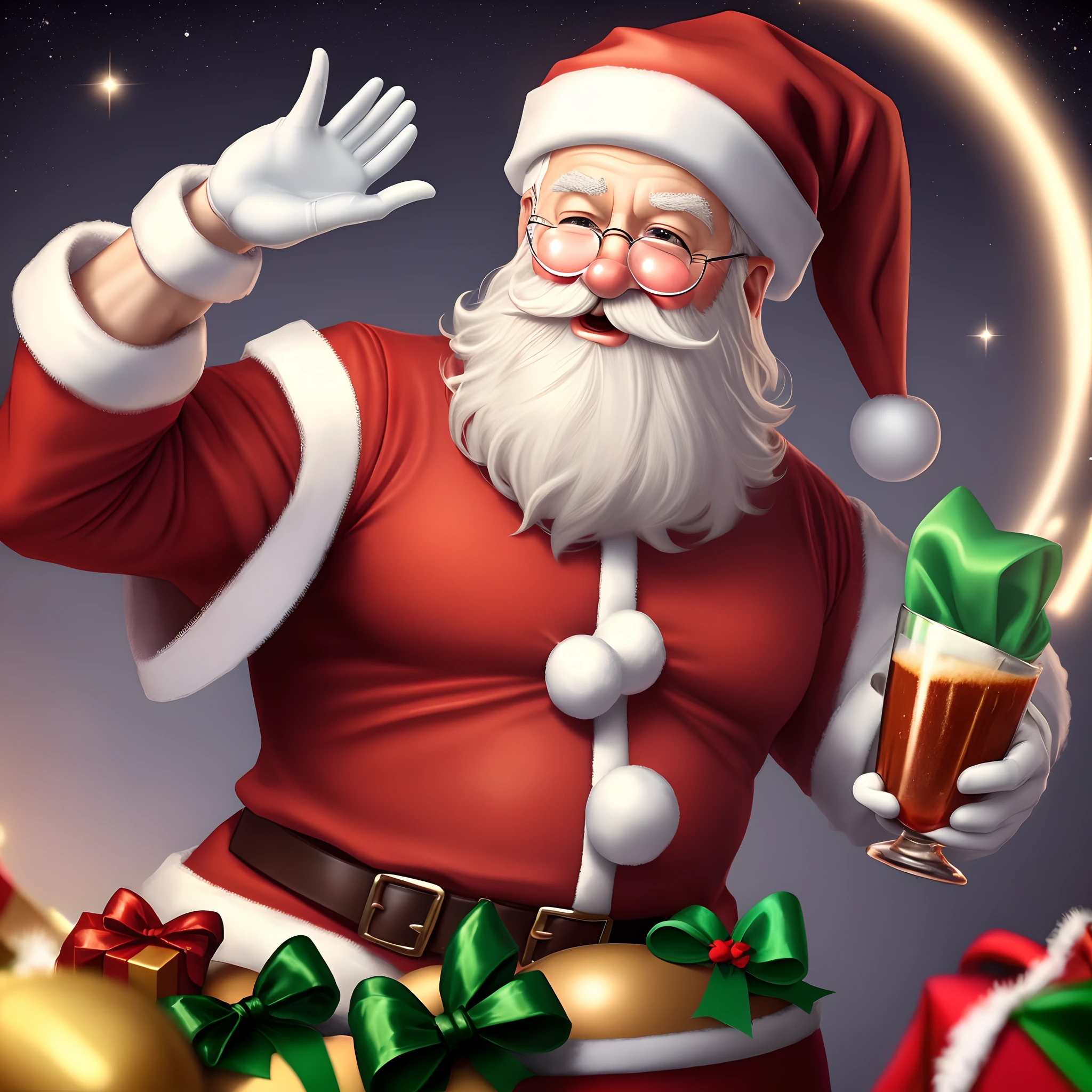 Santa Claus Drinking a Chemical