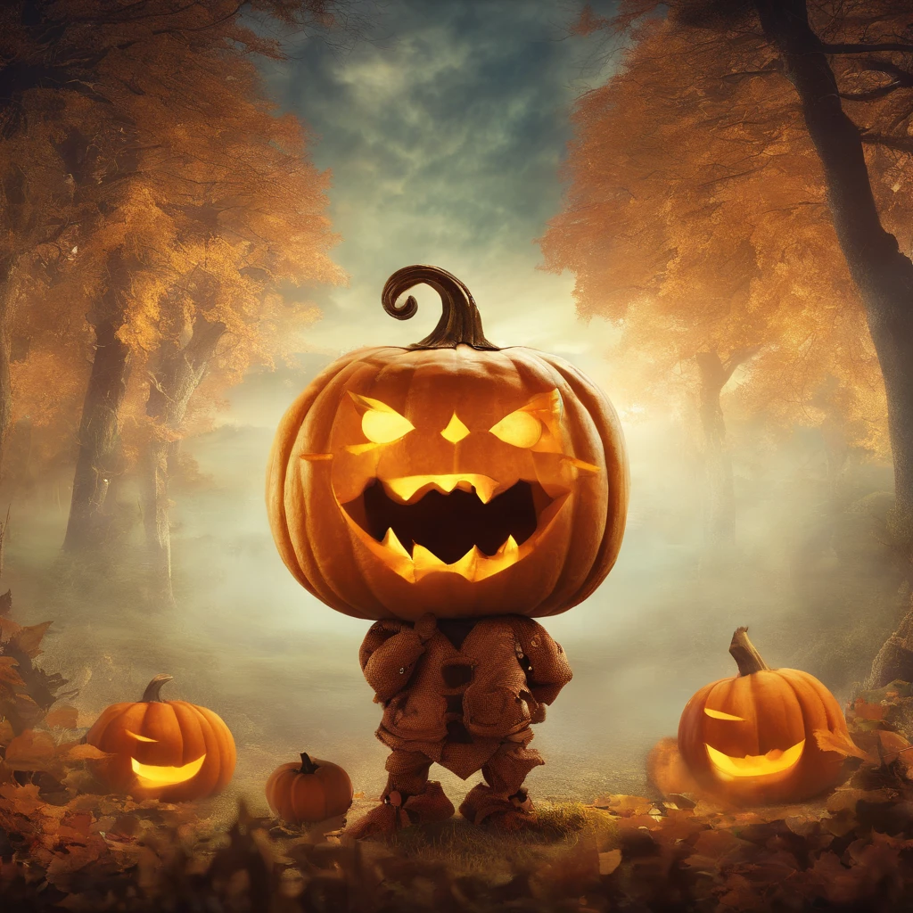 Pumpkin Little Monster movie poster，Highest image quality，Cinematic texture，A masterpiece，tmasterpiece，