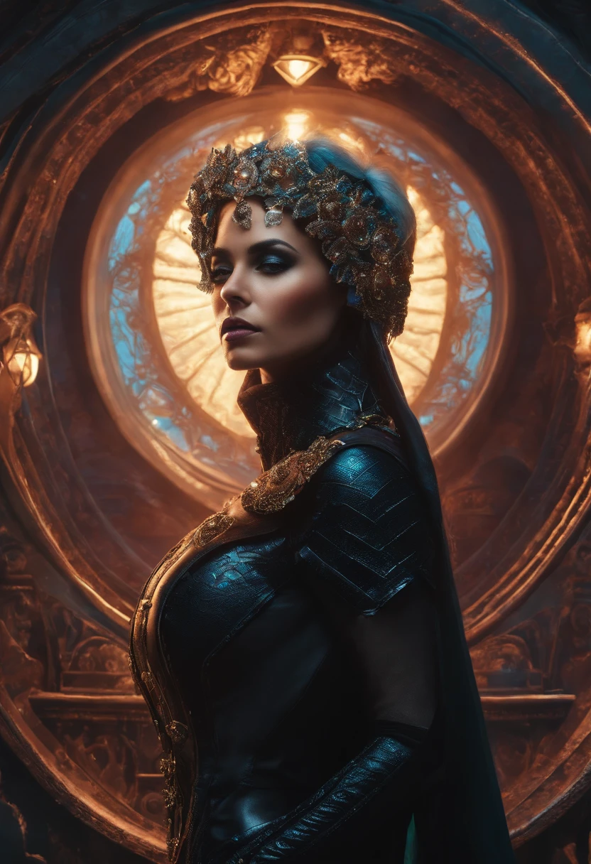 Mujer vestida con un disfraz sosteniendo una bola brillante, Poderosa hechicera regordeta, hechicera, Hechicera nigromante, Una hermosa hechicera, Hermosa hechicera, Supervillano Bruja Hechicera, Una hechicera lanzando una bola de hielo, Mujer hechicera, cyberpunk enojado precioso druida