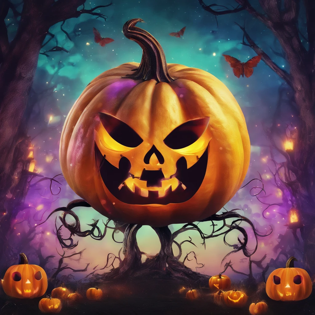 Pumpkin Little Monster movie poster,Cute little skeletons,plethora of colors,colorful,Highest image quality,Cinematic texture,A masterpiece,tmasterpiece,Fireworks in the background