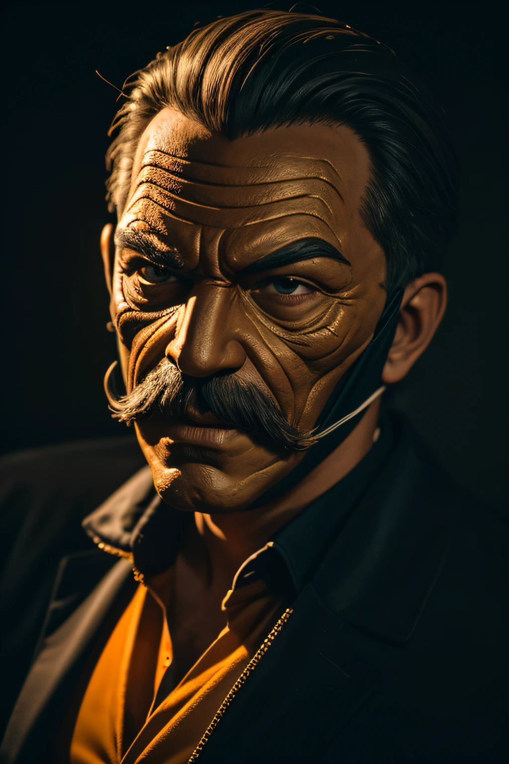 a fake man wearing a halloween mask, 8k UHD, DSLR, soft-lighting, alta qualidade, grain of film, Fujifilm XT3