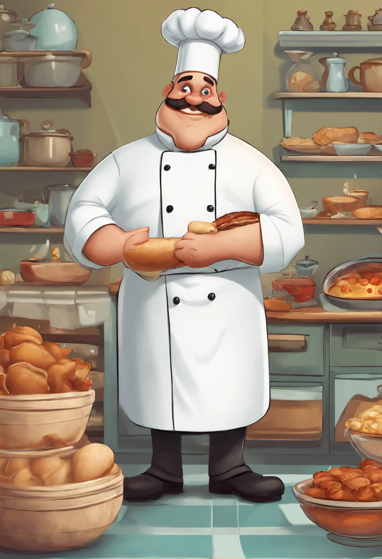 A Cartoon Chef Who Is Fat With A Big Big Toe