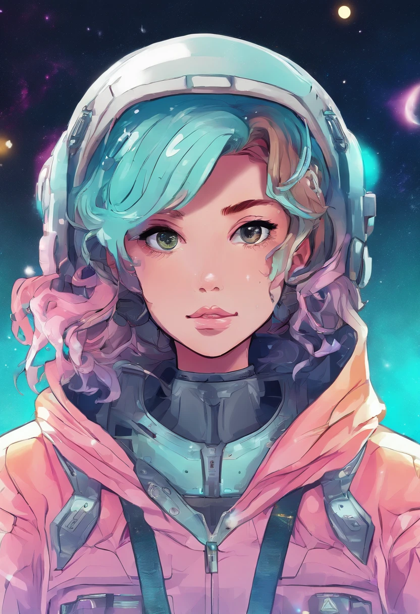 1girll, Solo, solofocus, Cowboy shot, Portrait, hoodie oversized, Aqua green and white hoodie, Half water, Semi-green, ((Brown hair)), (Yellow hair), (Gradient hair :1.5), Curly hair, ((Pink eyes)), Ultra-fine eyes, Conque, (Caramel dark skin:1.1), Best quality, Ultra-detailed, White background, Simple background