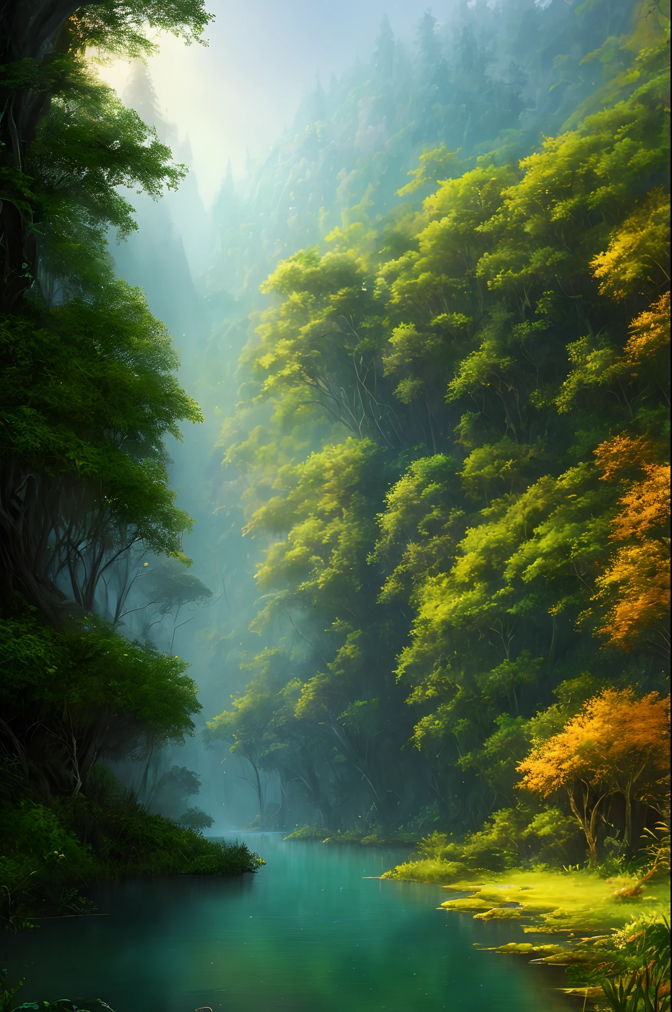 masterpiece, best quality, high quality,extremely detailed CG unity 8k wallpaper, An enchanting and dreamy scene of a jungle at night in the dark, with towering trees, mist, and hidden animal eyes, creating a sense of mystery and warmth, artstation, digital illustration, intricate, trending, contrasting colors, oil painting, award winning photography, Bokeh, Depth of Field, HDR, bloom, Chromatic Aberration ,Photorealistic,extremely detailed, trending on artstation, trending on CGsociety, Intricate, High Detail, dramatic, art by midjourney
