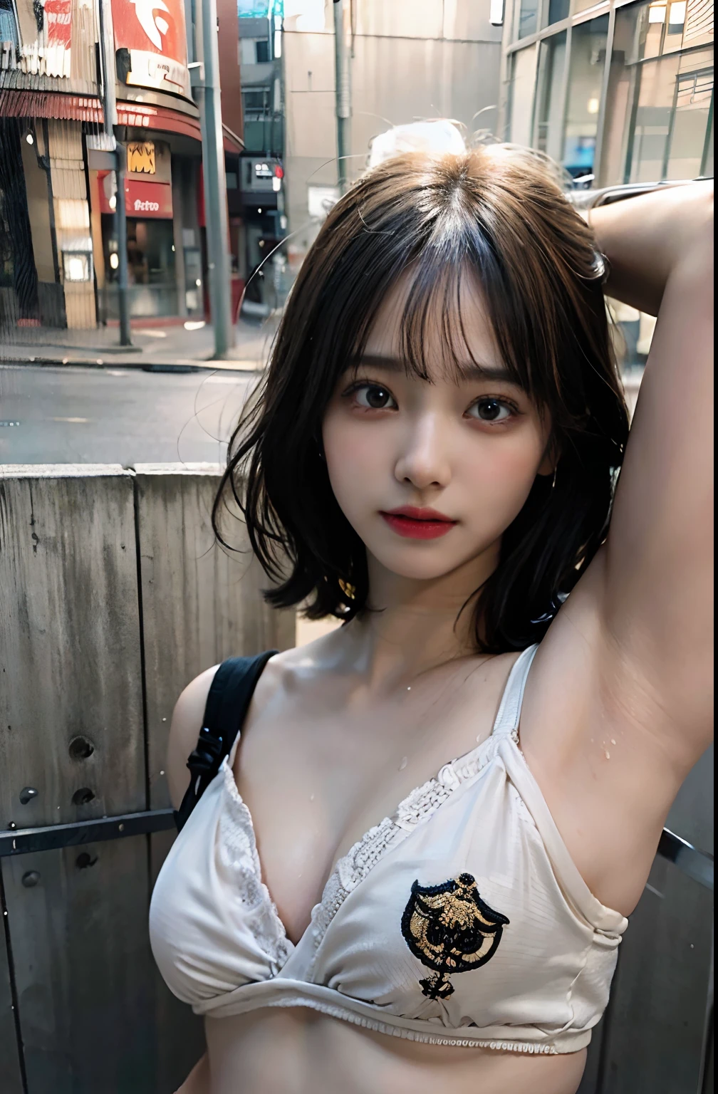 (Ultra Real), (Illustration), (High Definition), (8K), (High Definition), (Best Illustration), (Beautiful Detailed Eyes), (Best Quality), (Super Detail), (Master Masterpiece), (Wallpaper), (Detailed Face),Sweaty,Upper Body Up,Armpits,Short Hair,White Underwear Schoolgirl, Japan Person, Lower, (Camel Toe)