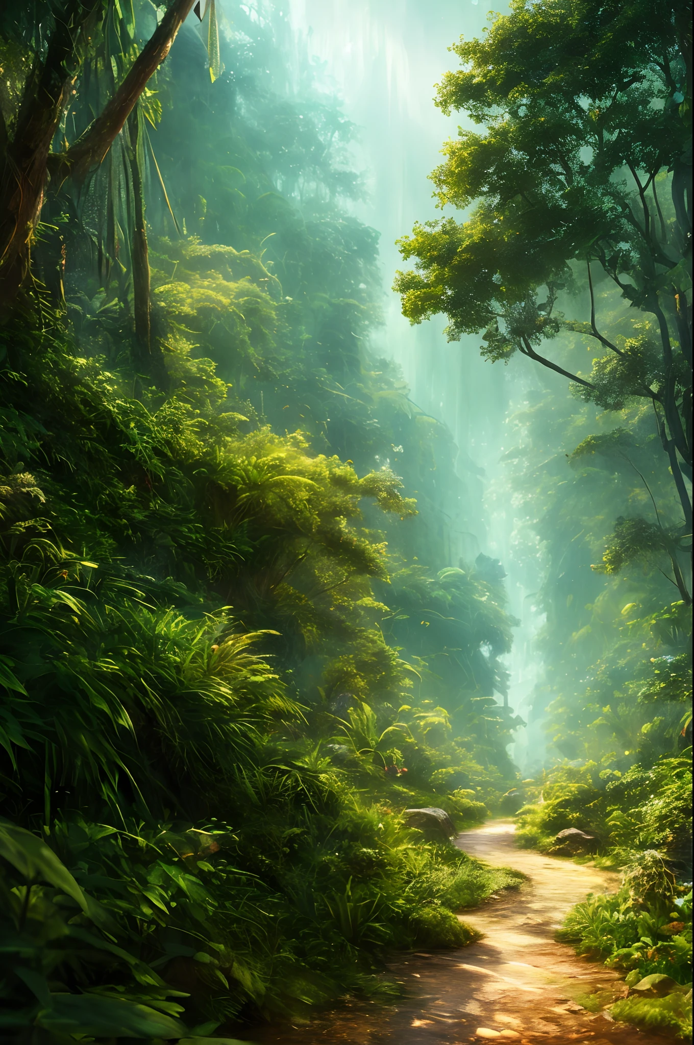 masterpiece, best quality, high quality,extremely detailed CG unity 8k wallpaper, An enchanting and dreamy scene of a jungle at night in the dark, with towering trees, mist, and hidden animal eyes, creating a sense of mystery and warmth, artstation, digital illustration, intricate, trending, contrasting colors, oil painting, award winning photography, Bokeh, Depth of Field, HDR, bloom, Chromatic Aberration ,Photorealistic,extremely detailed, trending on artstation, trending on CGsociety, Intricate, High Detail, dramatic, art by midjourney