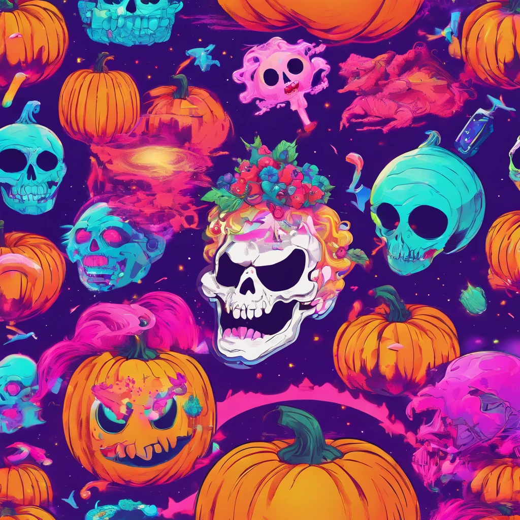 Pumpkin Little Monster movie poster,Cute little skeletons,plethora of colors,colorful,Highest image quality,Cinematic texture,A masterpiece,tmasterpiece,Fireworks in the background