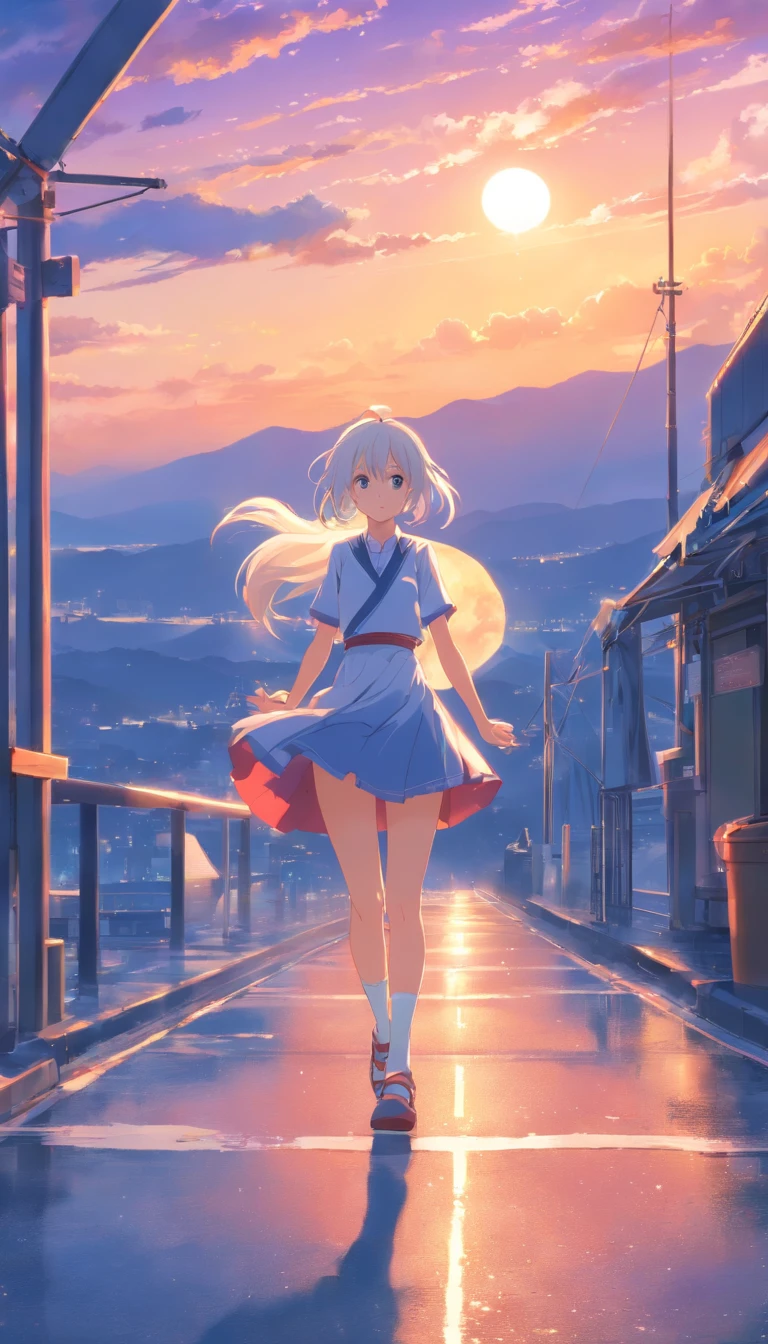best qualtiy, tmasterpiece, 超高分辨率, realisticlying, 1 girl, long white hair,Heterochromic pupils,Long legs,Lace costumes,dog collar,dance,stage