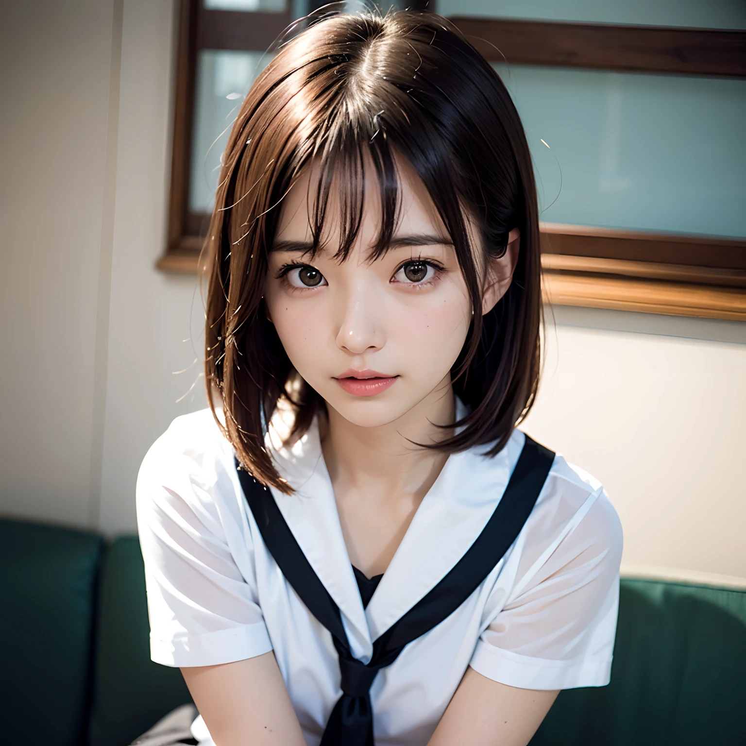 A girl with a combination of Junko Sakurada and Tao Tsuchiya, and short hair.