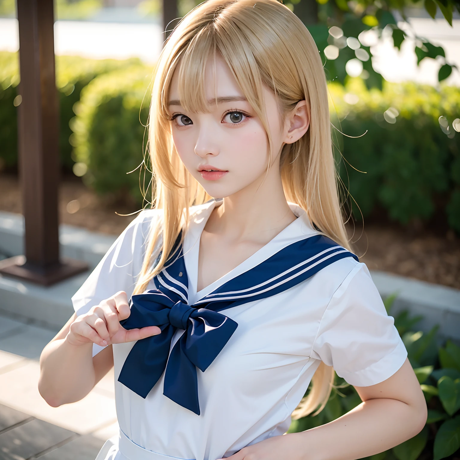 (（（Perfect body,White and tender skin,（（（Blue and white sailor suit, Black high heels, There is a bright red bow on the chest）））,（（（SMU Sasaki Tsukino，#100: Fine and Soft Blonde Hair, Crystal clear and delicate skin, Bright blue eyes, Thin cherry lips,,）））,((masterpiece)),high resolution,((Best quality at best)),masterpiece,quality,Best quality,(（（ Exquisite facial features,Looking at the audience,There is light in the eyes,(（（Ha ha，Happy））），）））,（（（Light and Shadow,Huge breasts,）））,（（（Looking at the camera,black background,)））)