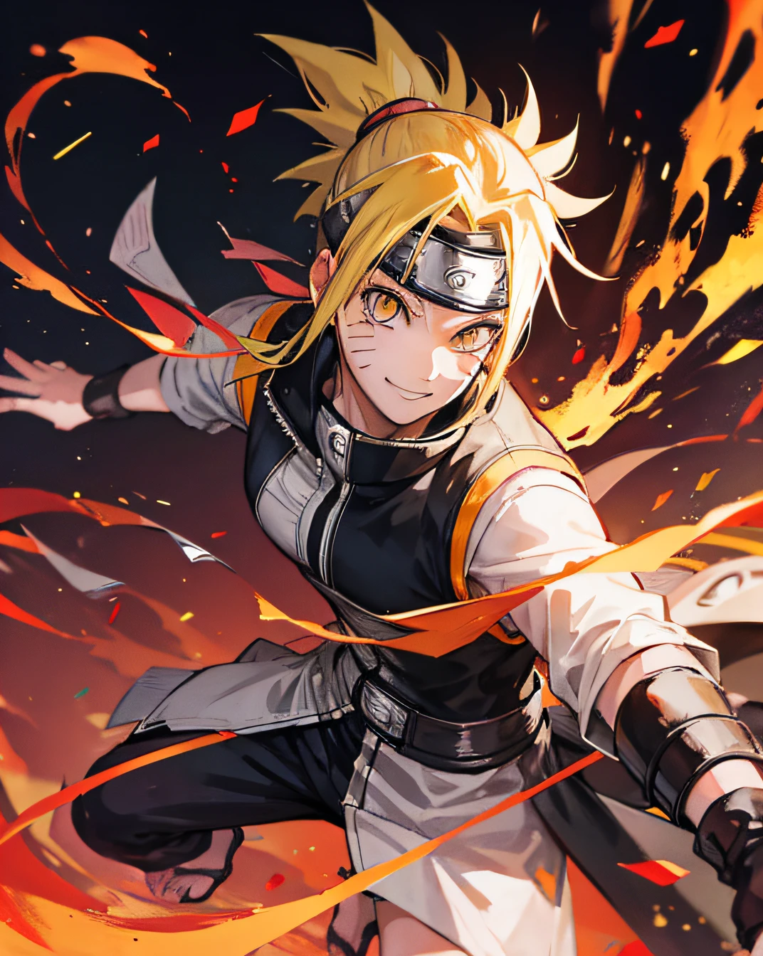 naruto, smile, sward, HD, high res, looking at viewer, high quality