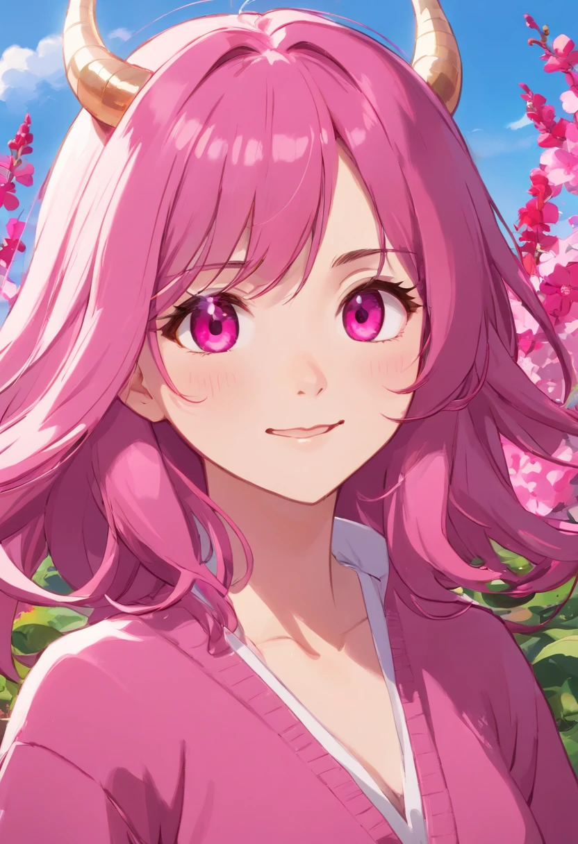 4k, Colas gemelas ,Destello de lente, cabello rosado ,mascara, delineador, Dios Rayos, 4k, 8k, La mejor calidad, Obra maestra, hiper detallado, Detalles intrincados, 1girl, solamente, Detallado, Pelo fuschia detallado ++, Ojos rosados detallados ++, Trazado de rayos, Sombra perfecta, Altas Resoluciones, ojos mejorados, pechos enormes, trompetas, succubus, sonrisa malvada, cejas estrechas, seductor, Colmillos, hiper detallado, Antecedentes interesantes, , Cara detallada, Ropa detallada. volumptuoso, sonrisa malvada, cardigan, cuerpo completo, Poner, sexy,