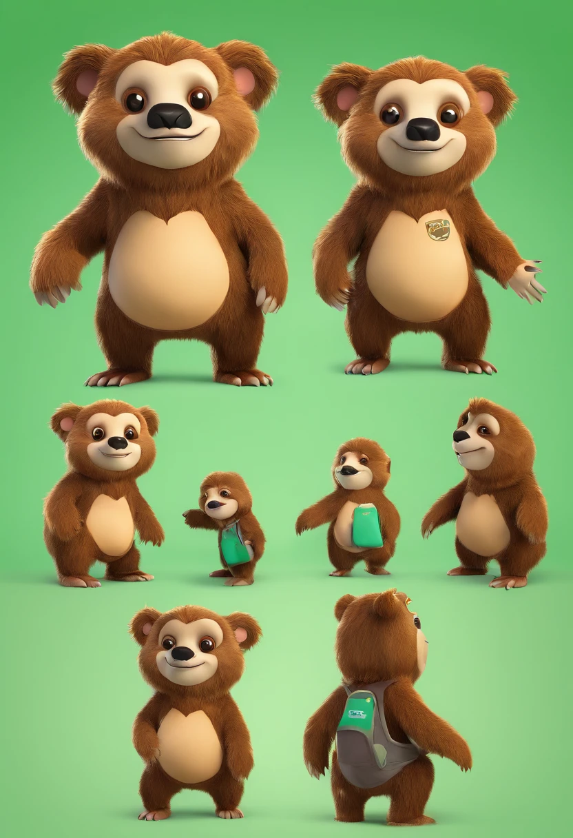 urso dos desenhos animados com uma camisa branca e shorts verdes acenando, mascote esportivo, Mascot illustration, mascote de corpo inteiro, mascote da equipe esportiva, mascote do futebol, anthropomorphic beaver, anthropomorphic otter in costume, mascote de cereais, anthropomorphic sloth, official illustration, official character illustration, Giga Chade Capaybara, arte vetorial cel sombreada, Criado no Adobe Illustrator