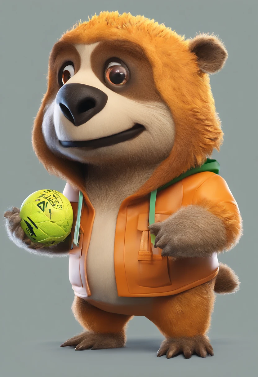urso dos desenhos animados com uma camisa branca e shorts verdes acenando, mascote esportivo, Mascot illustration, mascote de corpo inteiro, mascote da equipe esportiva, mascote do futebol, anthropomorphic beaver, anthropomorphic otter in costume, mascote de cereais, anthropomorphic sloth, official illustration, official character illustration, Giga Chade Capaybara, arte vetorial cel sombreada, Criado no Adobe Illustrator