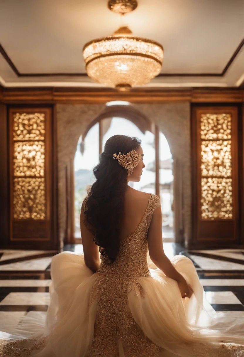 melhor qualidade de imagem, Masterpiece level, Ultra high resolution, realismo, Tema Fantasia, Head Close-up, a girl, only one, espalhar, Arquitetura chinesa, Interior, perspectiva em primeira pessoa, Phoenix Headdress, vestido floral, Get detailed interior lighting and cinematic lighting, Aumente a luz ambiente geral detalhada, Detalhe do rosto e dos olhos, Melhore o realismo dos detalhes do rosto, clear sharp focus, Chorando, Mordedura na boca, Carrancudo, olhos brilhantes, fundo simples, Sony Lente Master.
